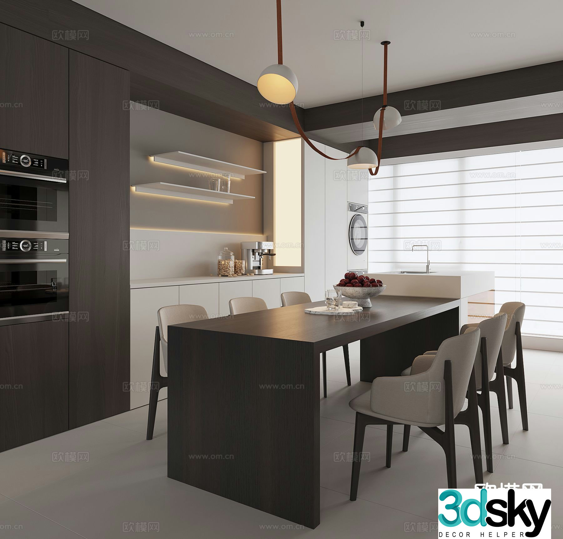 Modern island restaurant 3d model