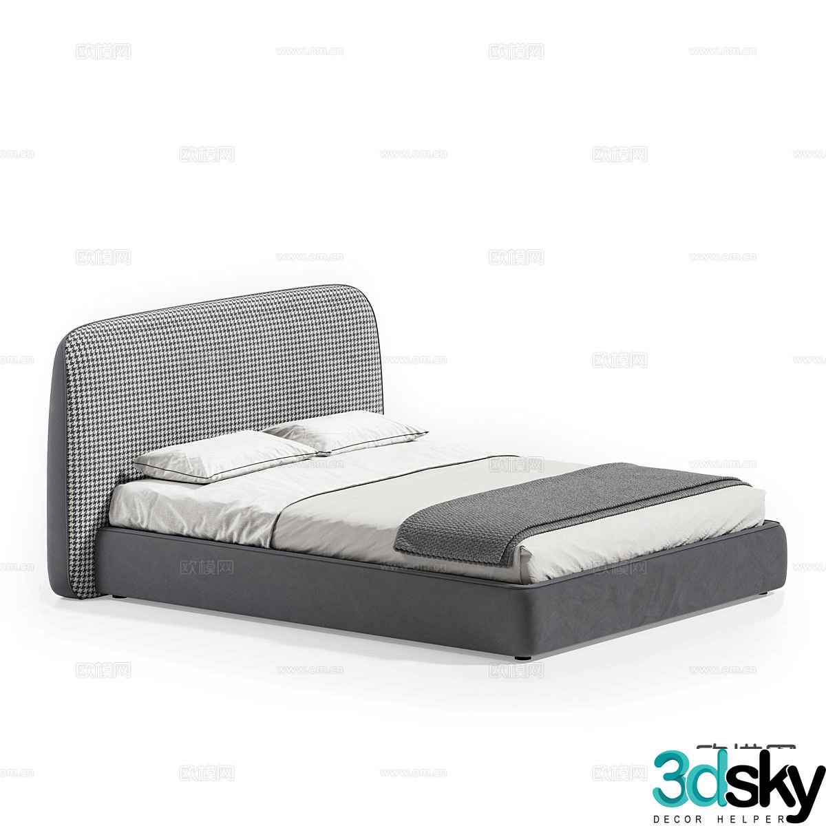 Simple double bed 3d model