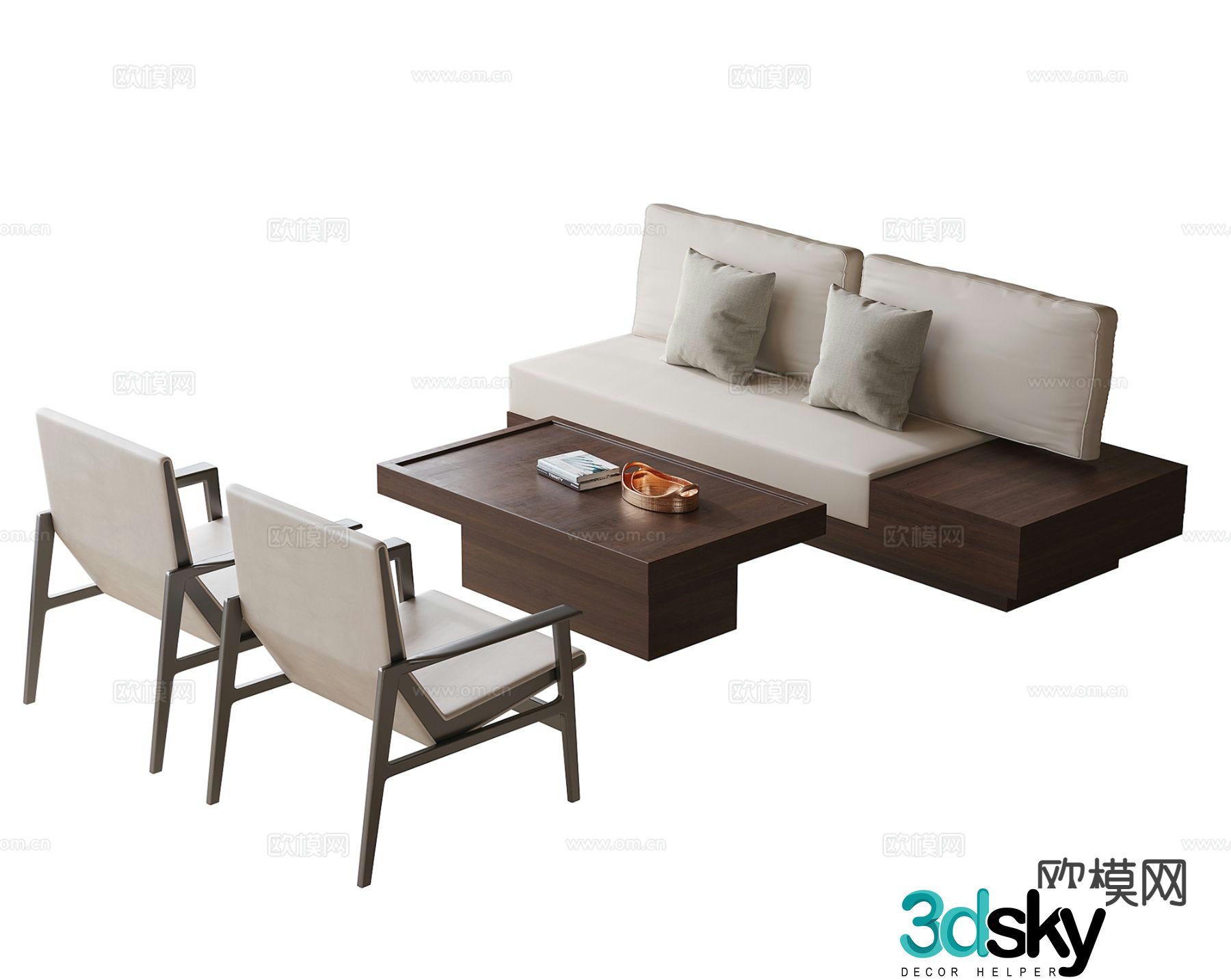 Modern negotiation sofa coffee table modular sofa 3d model