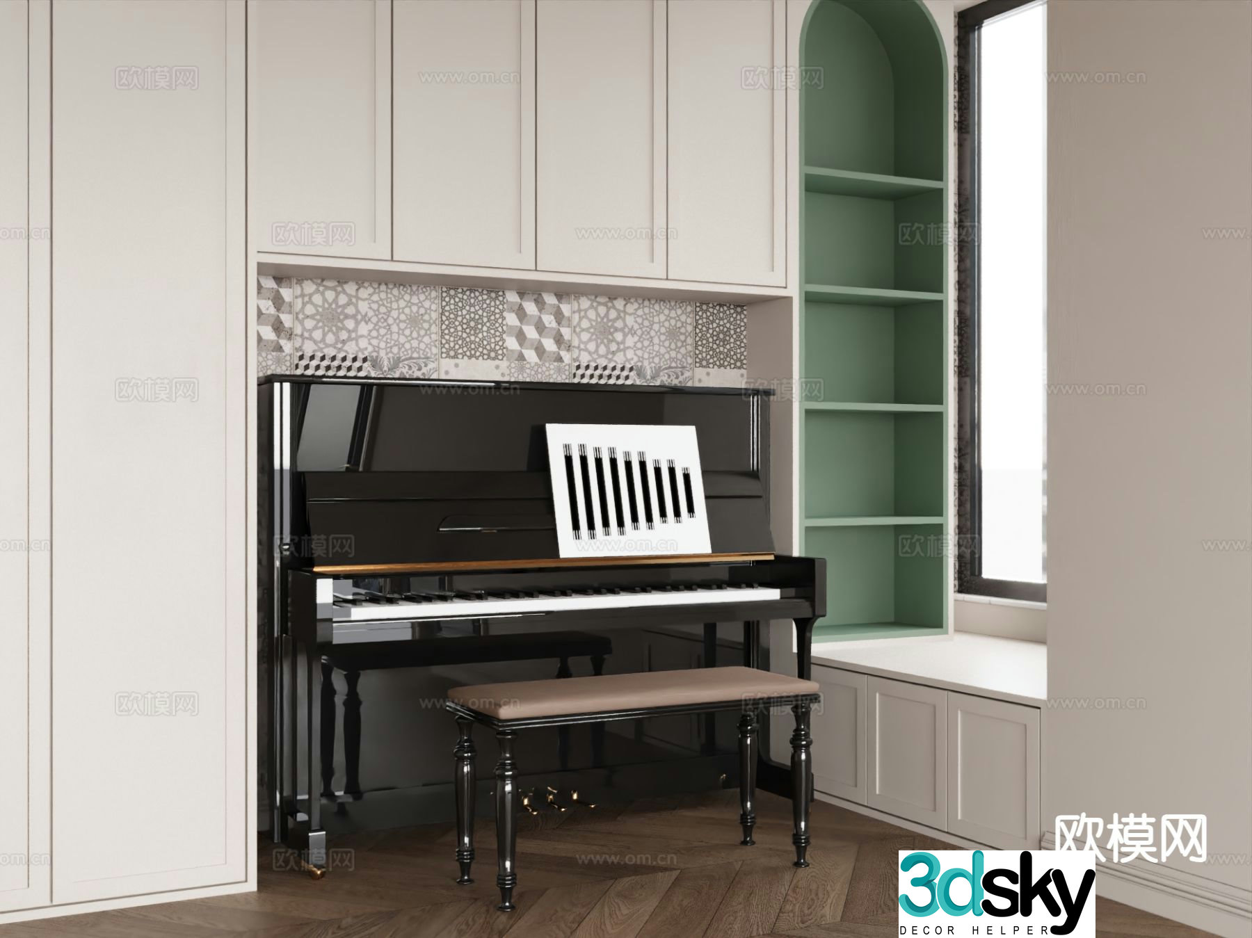 Custom piano cabinet electric piano 3d model