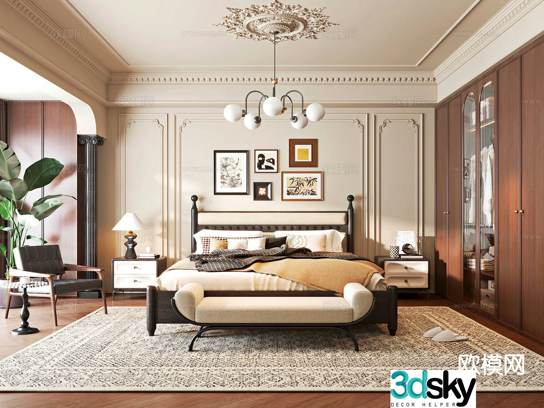 French bedroom master bedroom 3d model
