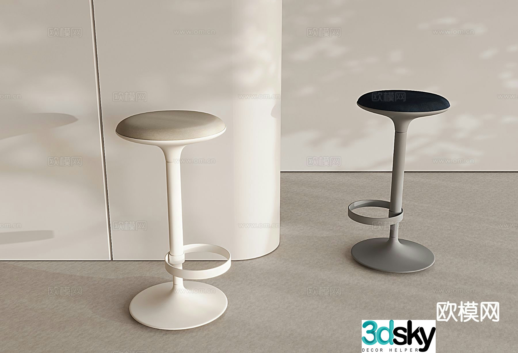 Swivel bar stool bar chair lifting stool 3D model