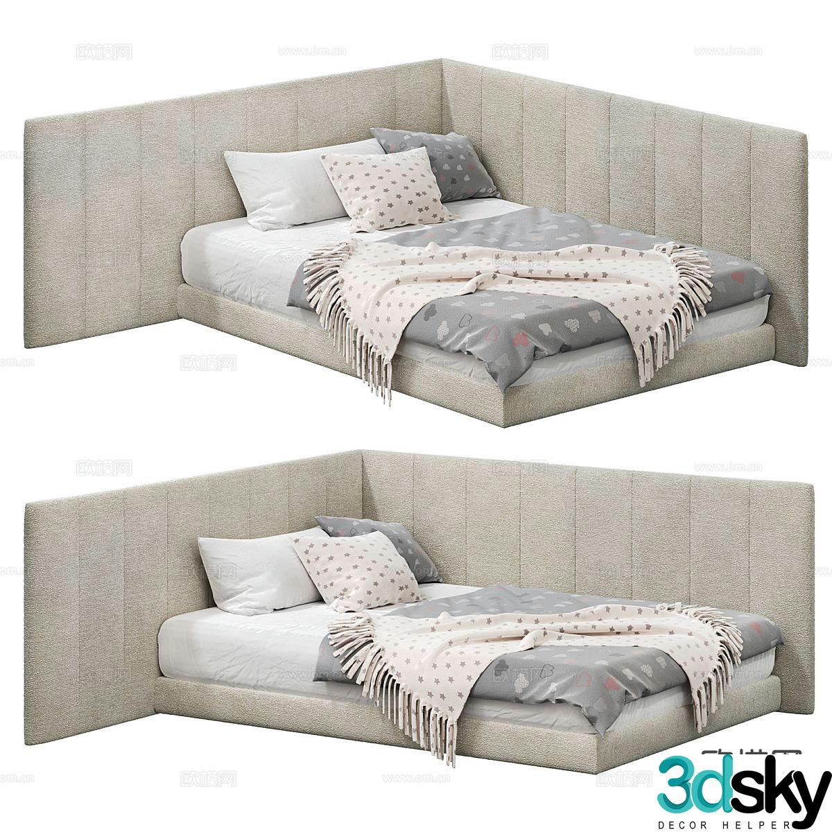 Modern simple children’s bed single bed 3d model