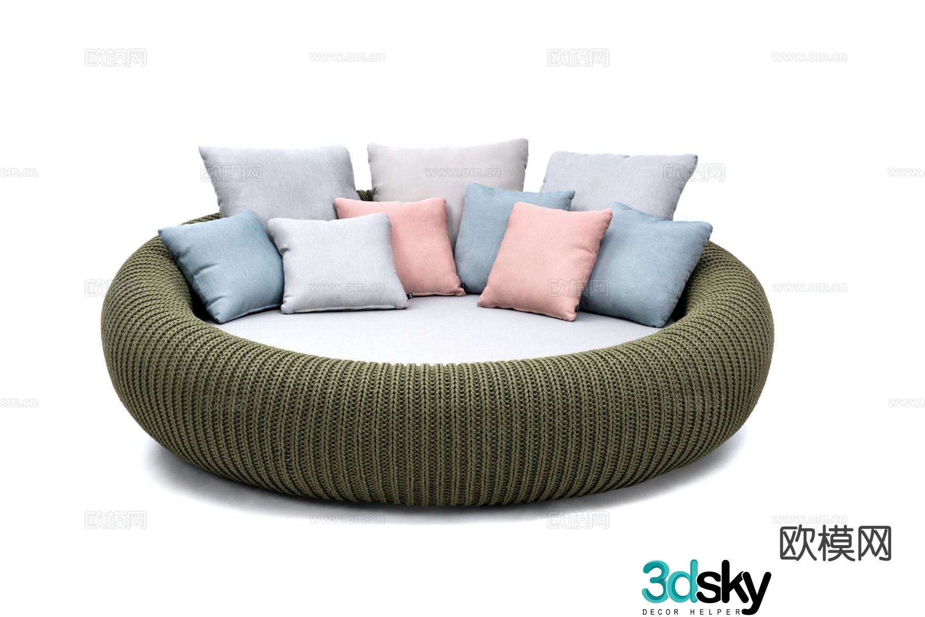 Modern round bed outdoor bed woven bed 3d model
