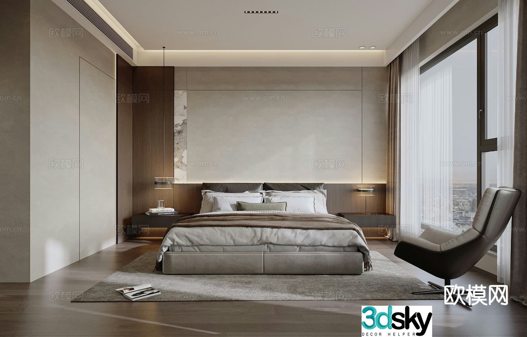 Italian master bedroom bedroom 3d model