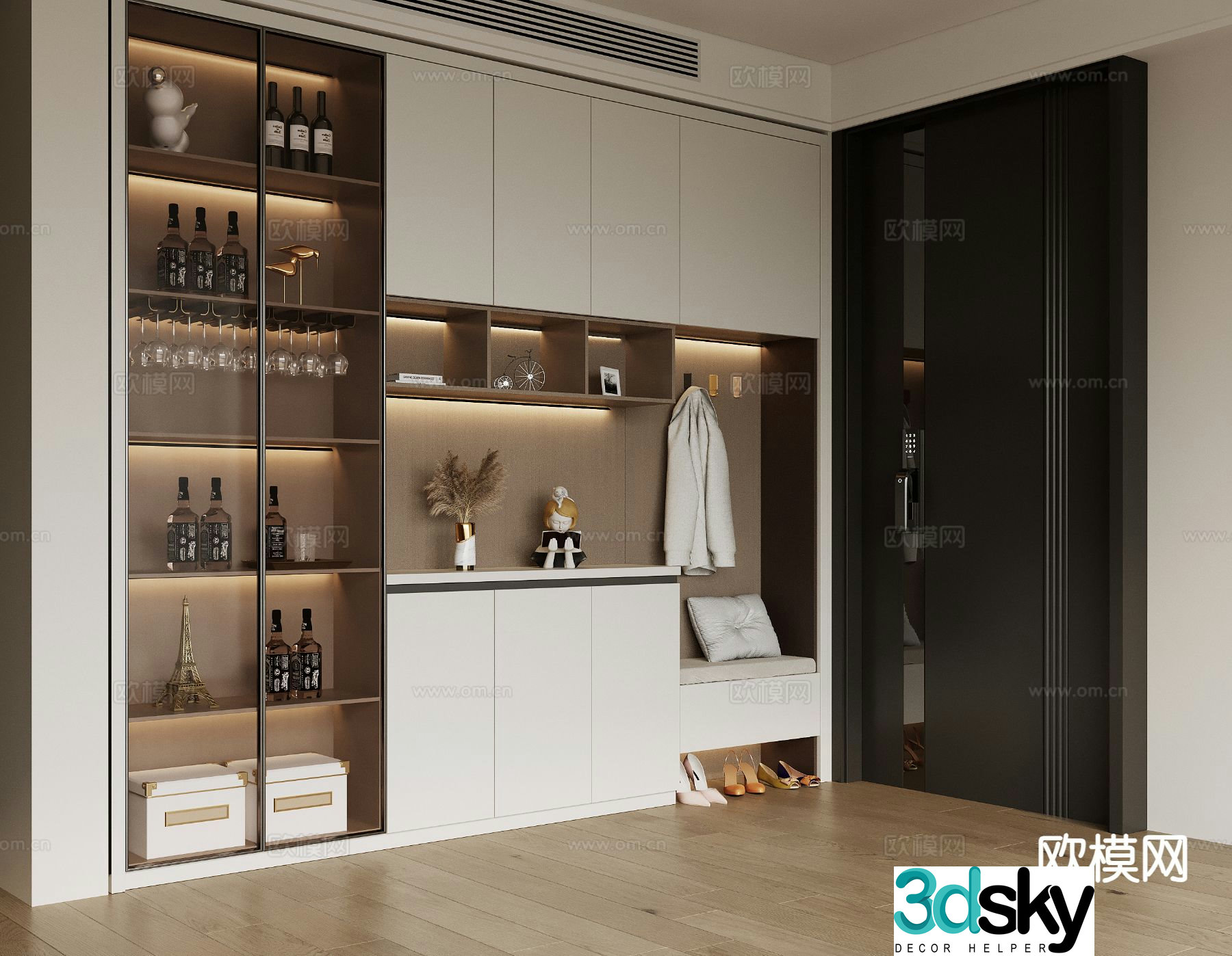 Modern entrance shoe cabinet 3d model