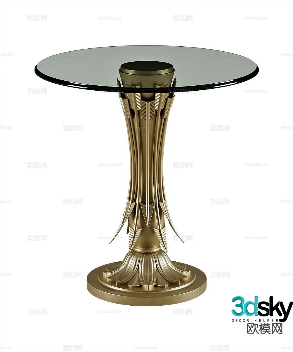 American corner table round table glass side table 3D model