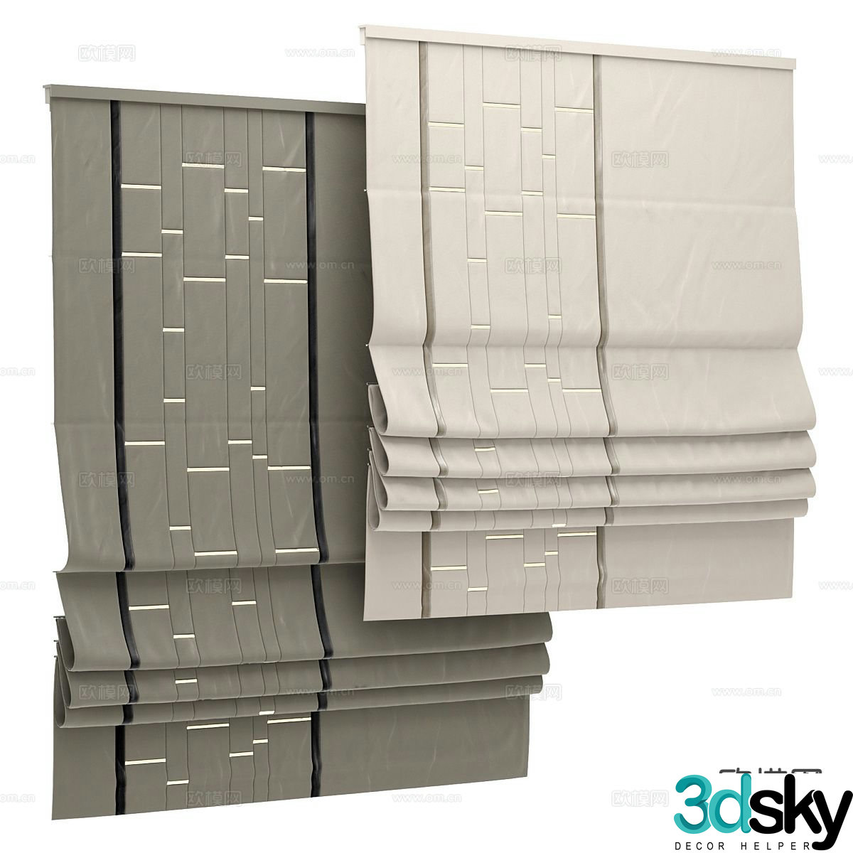 Roman blinds roller blinds curtains 3d model