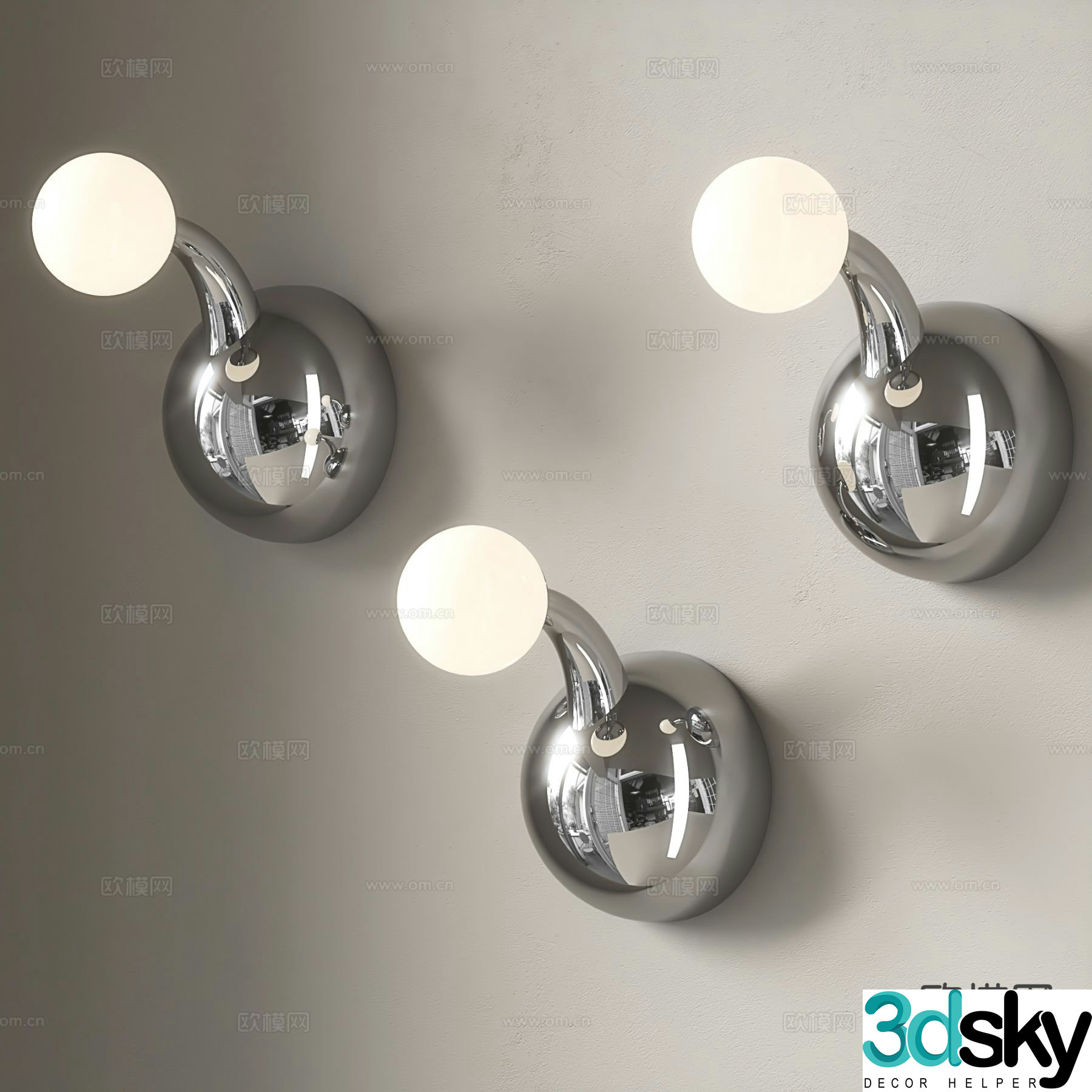 Nordic wall lamp simple wall lamp 3d model
