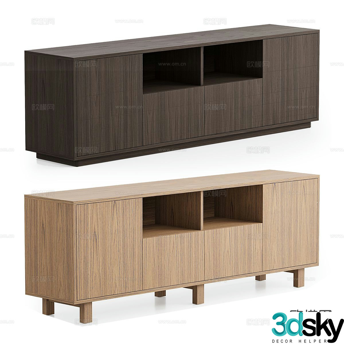 Log style TV cabinet 3D model