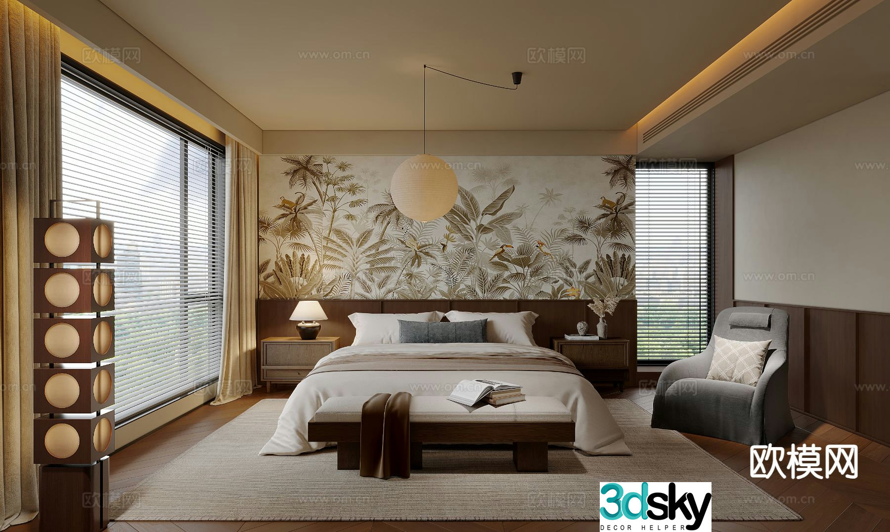 Medieval style bedroom master bedroom 3d model
