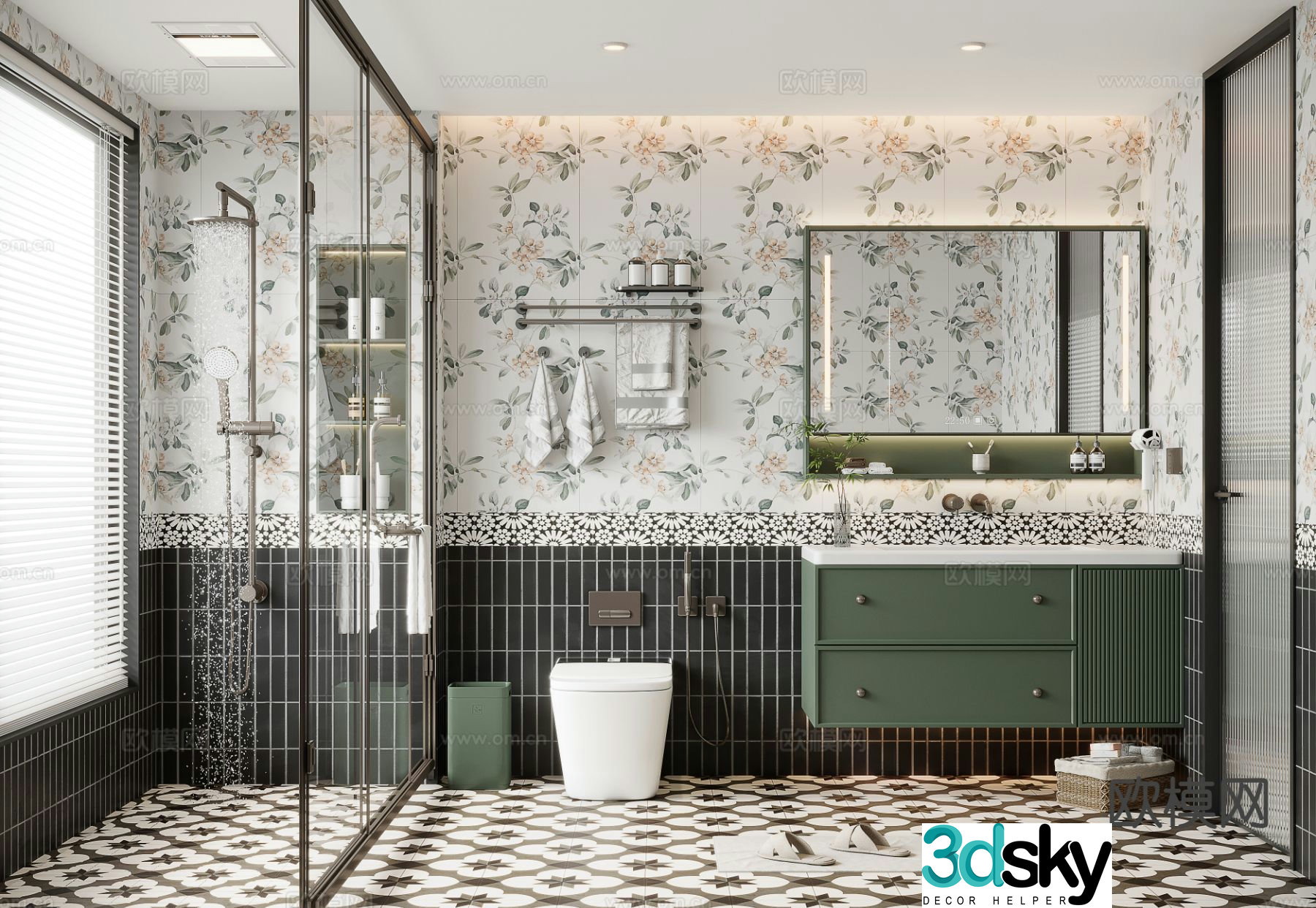French retro bathroom bathroom 3d model