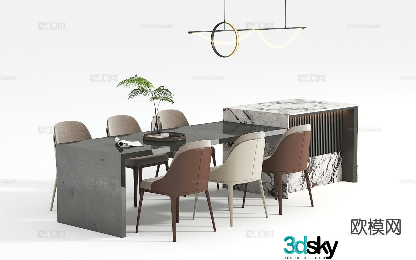 Modern single dining table 3d model