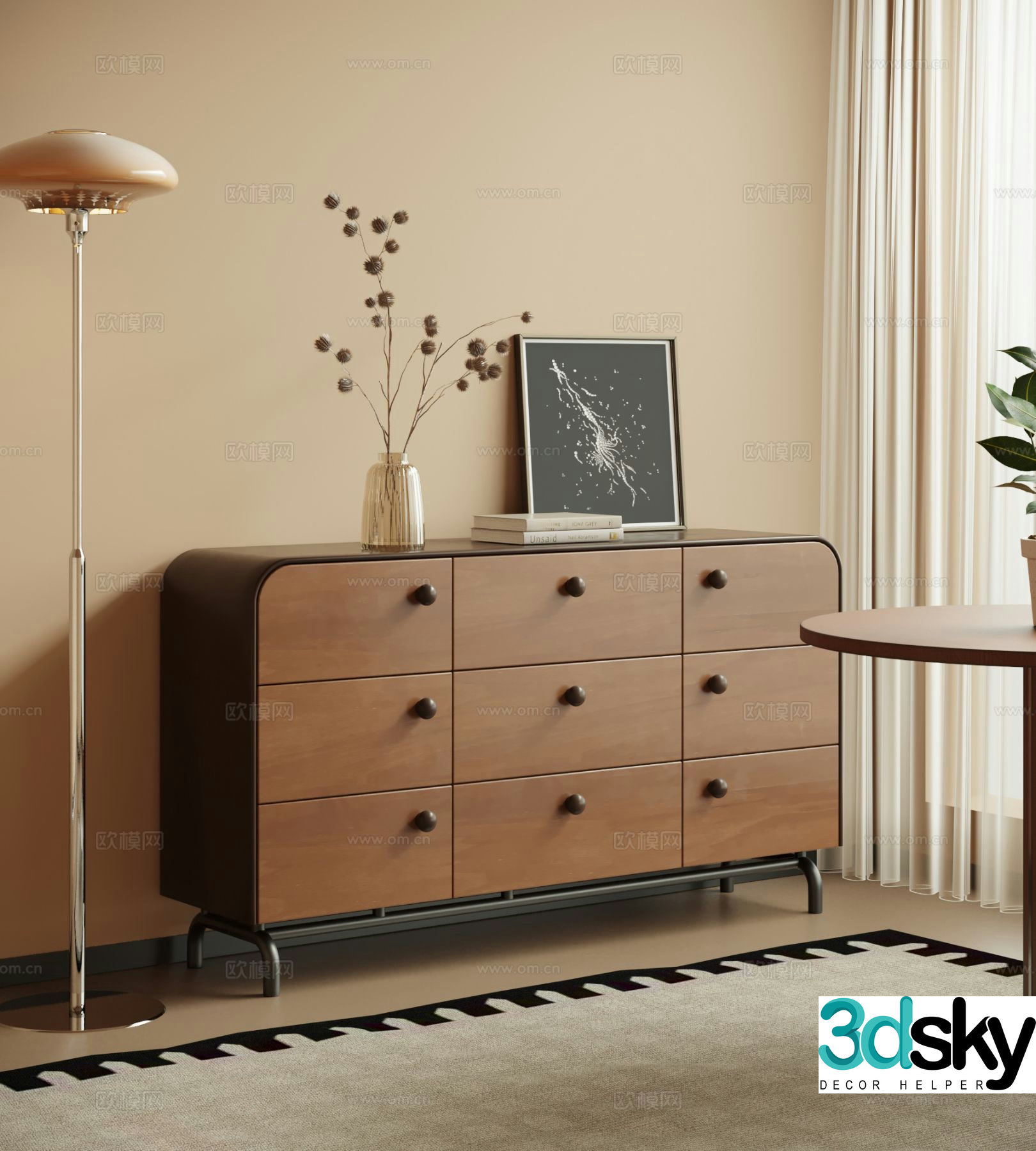 Medieval style sideboard 3d model