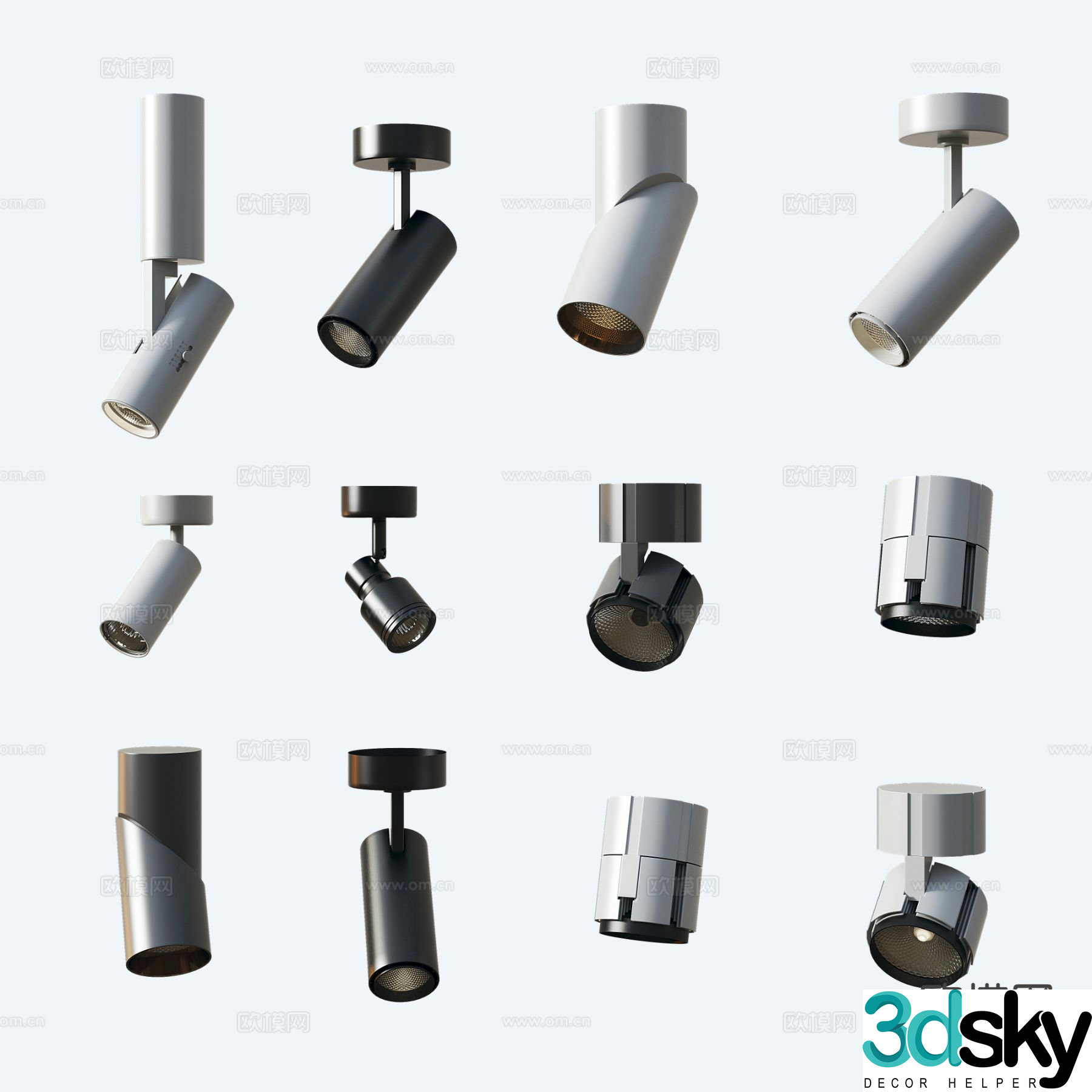 Modern long downlight spotlight 3d model