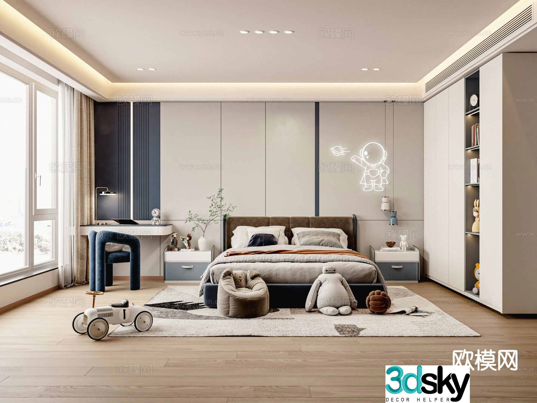 Cream style boy’s room children’s room child’s room 3d model