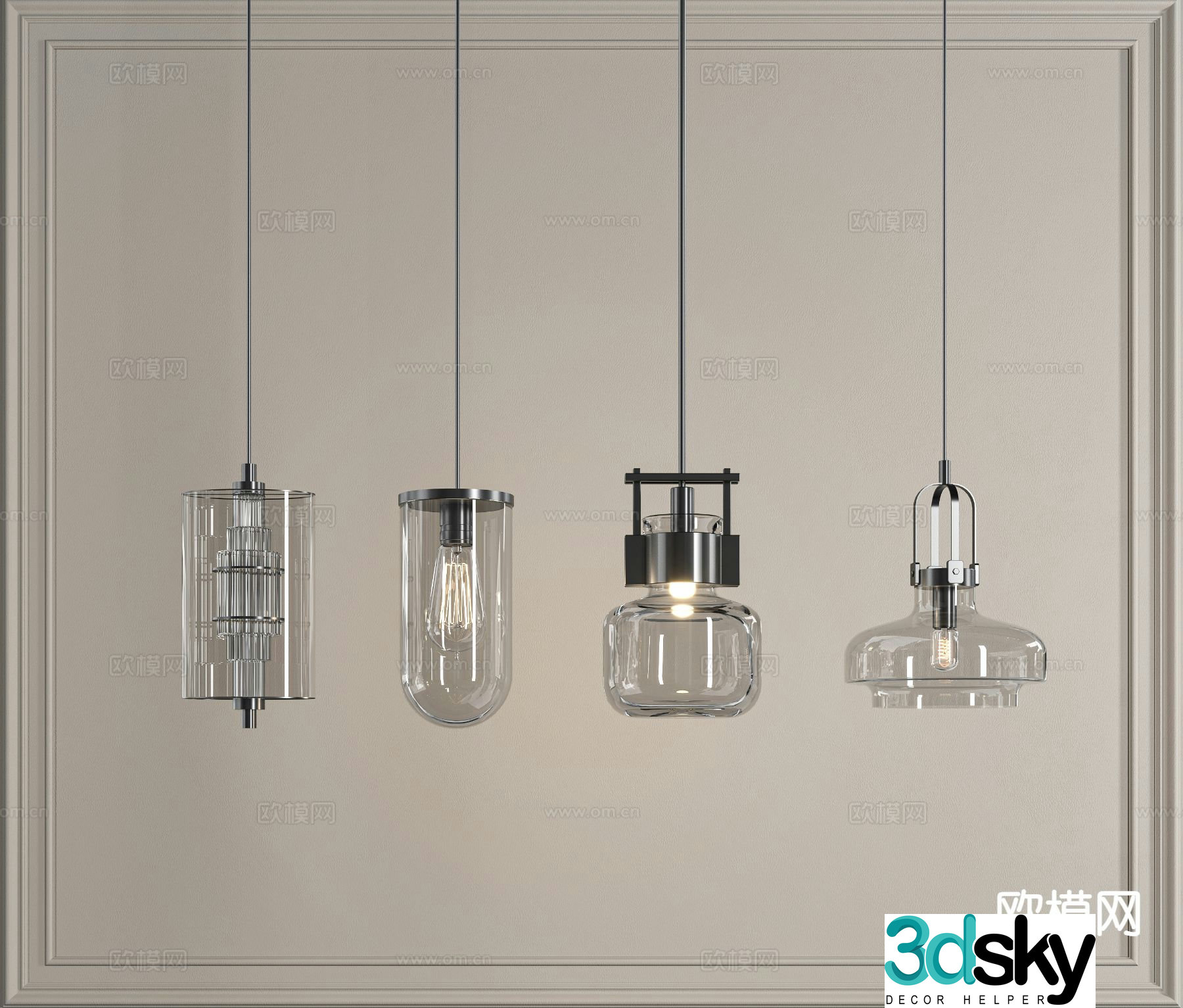 Modern glass chandelier 3d model