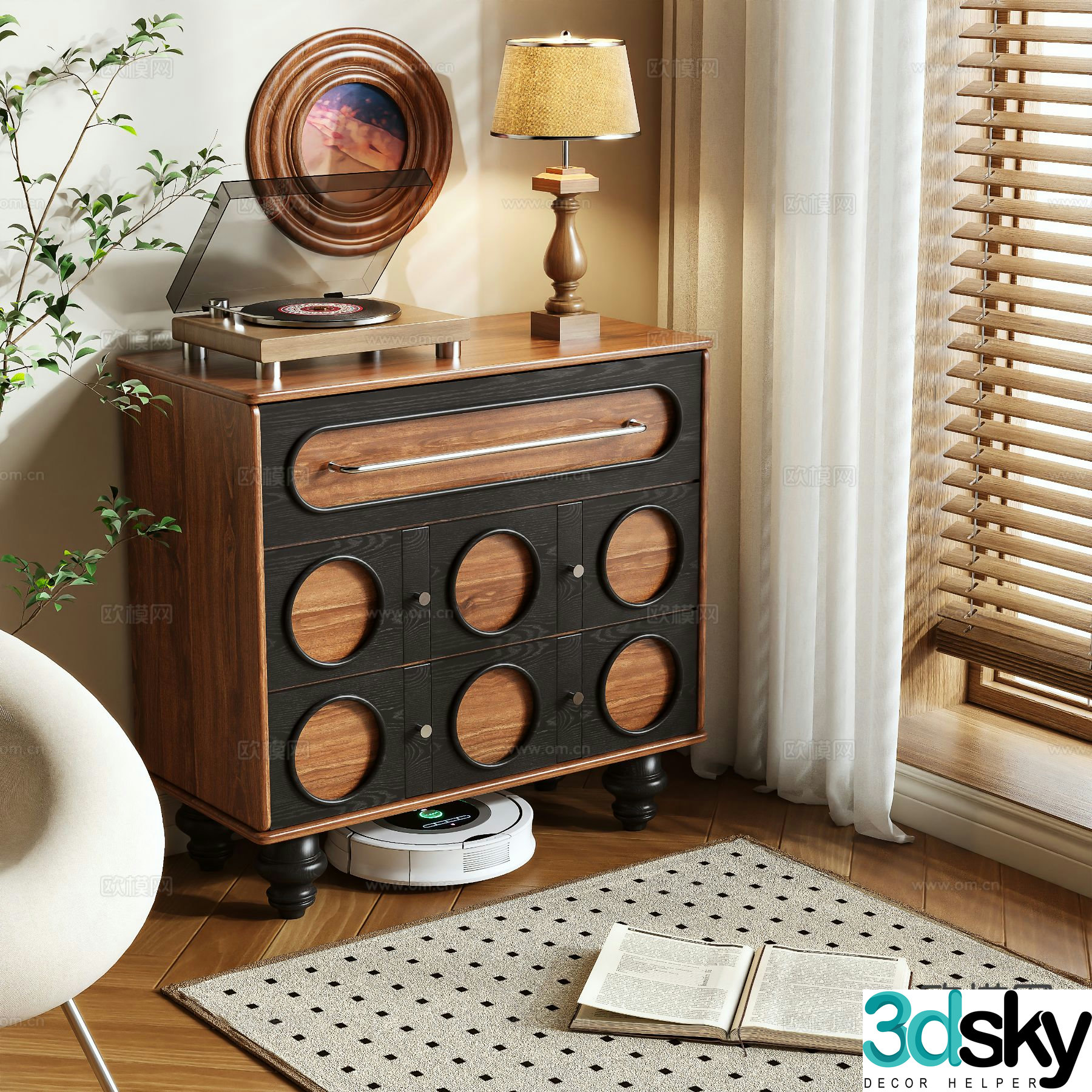 Medieval style side cabinet 3D model