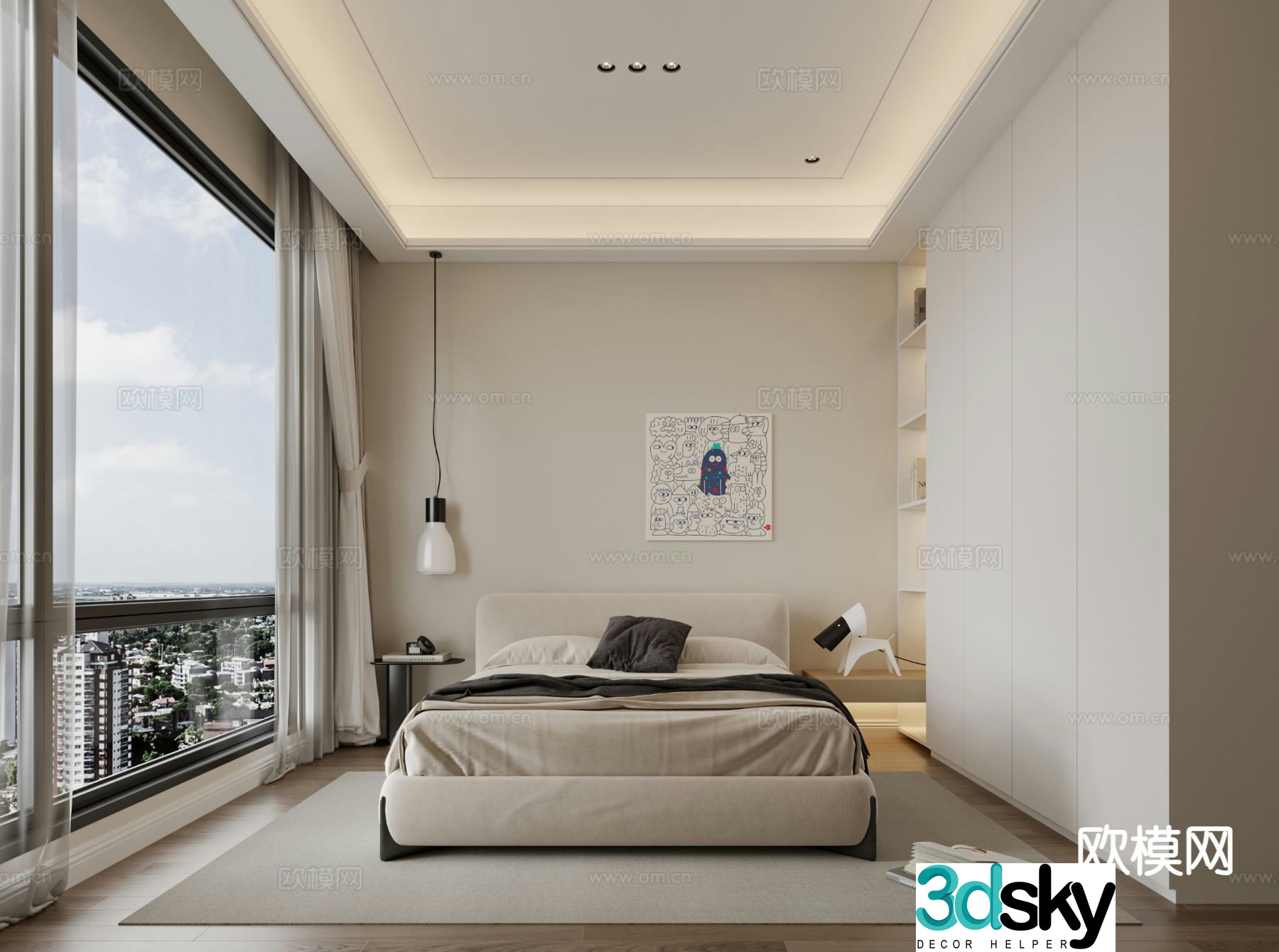Modern bedroom boy’s room second bedroom 3d model