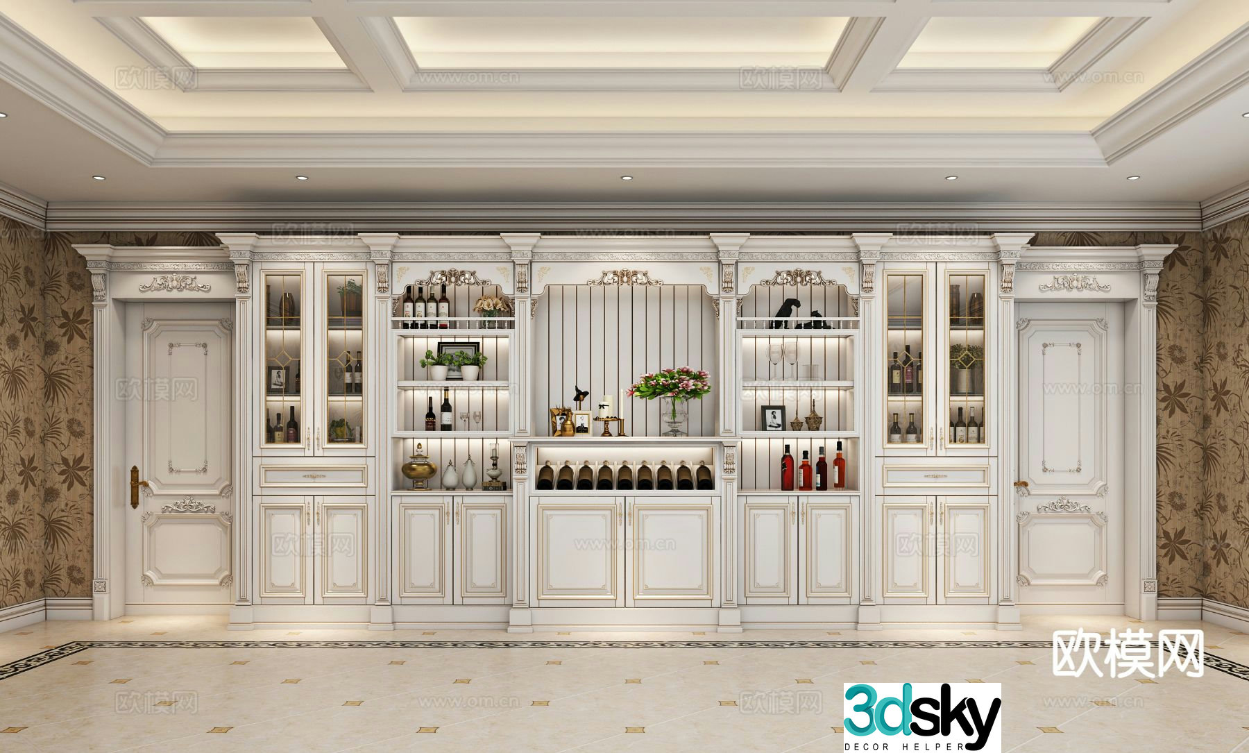 European wine cabinet 3D model