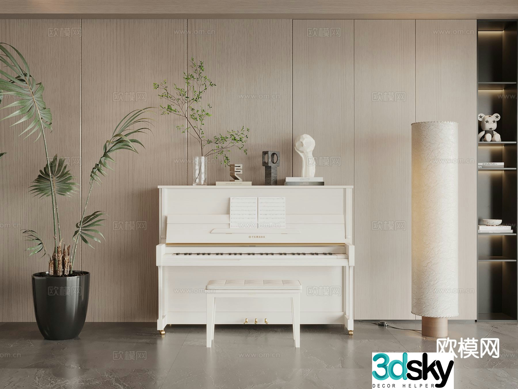modern piano white piano 3d model