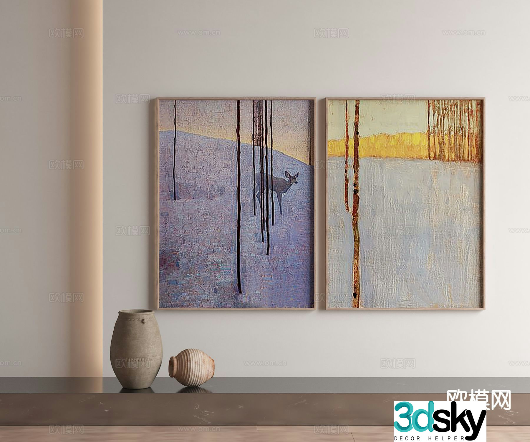 Modern decorative painting abstract painting 3d model