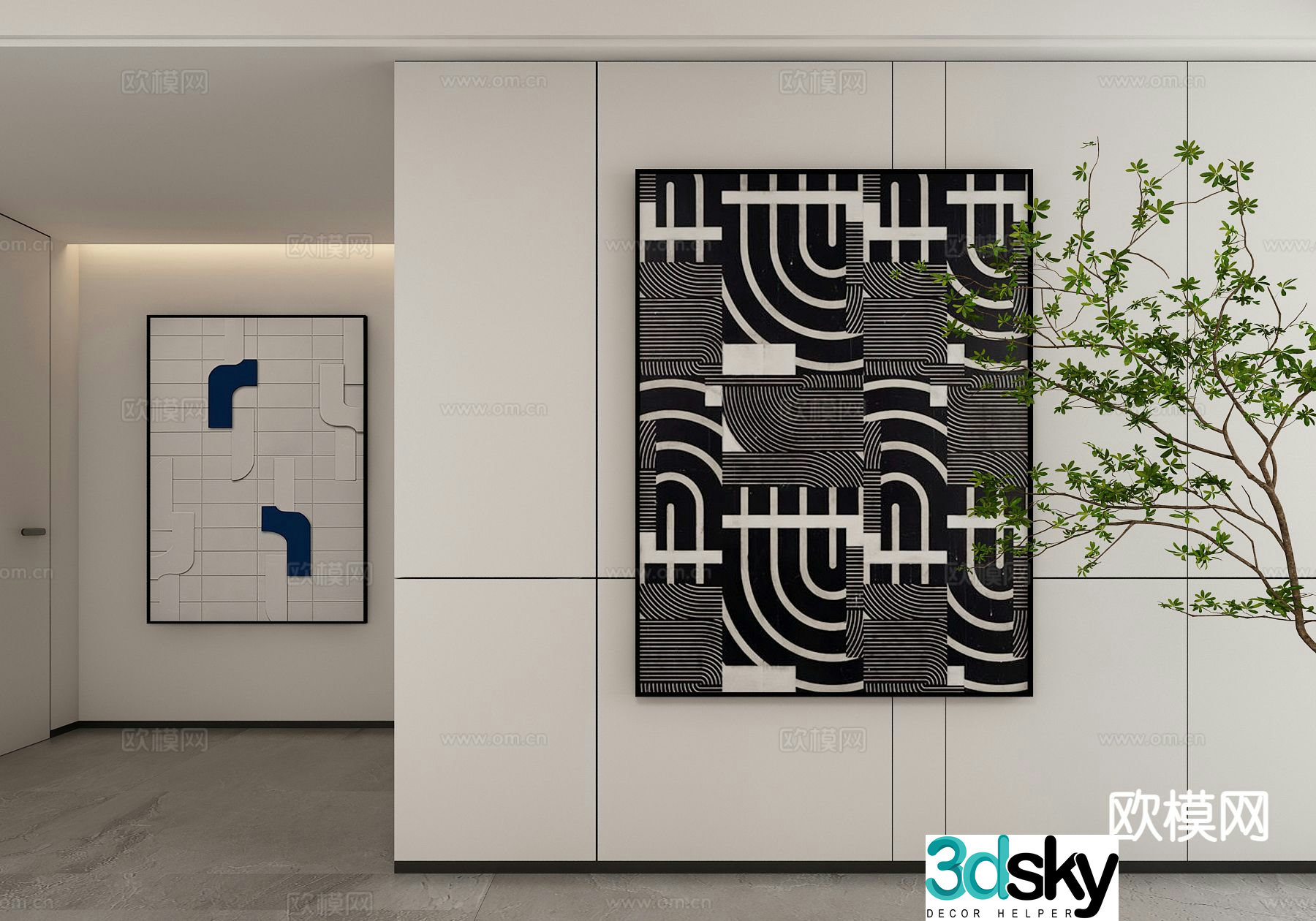 Modern art painting decorative painting 3d model