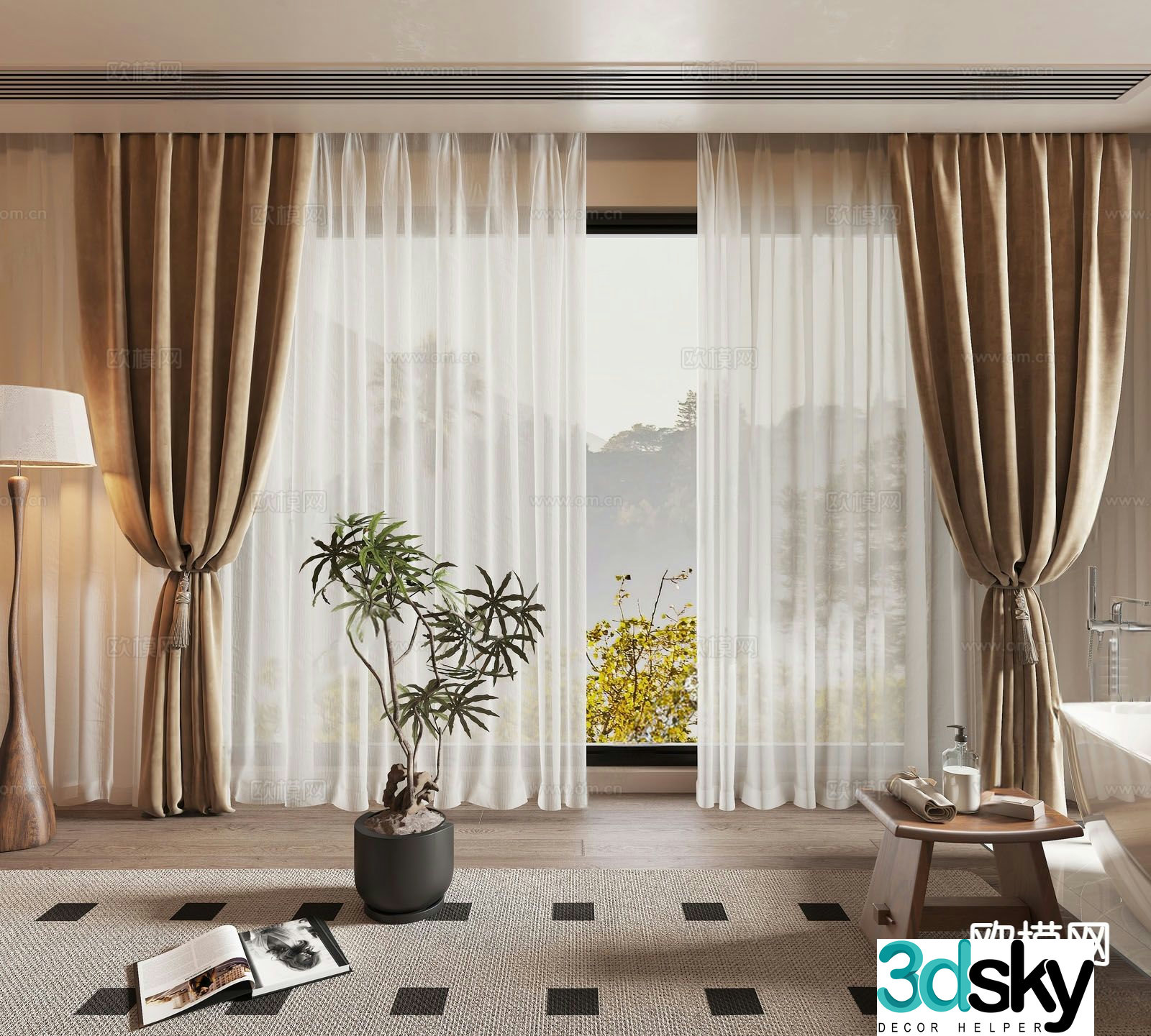 Medieval style curtains screens curtains 3D model