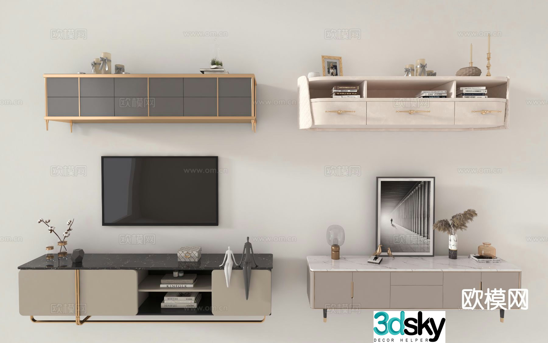Light luxury TV cabinet base cabinet 3D model