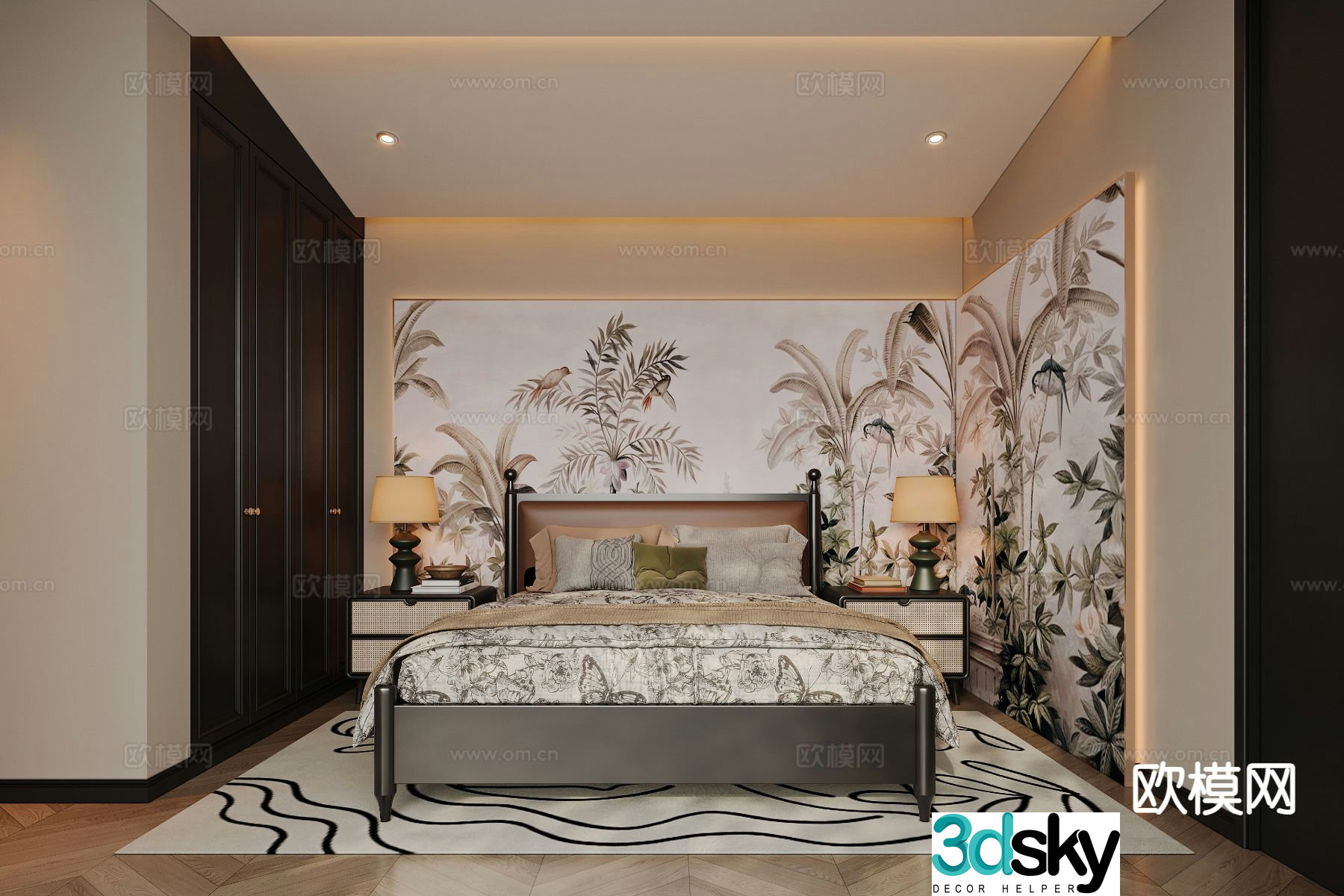 American style bedroom second bedroom 3D model