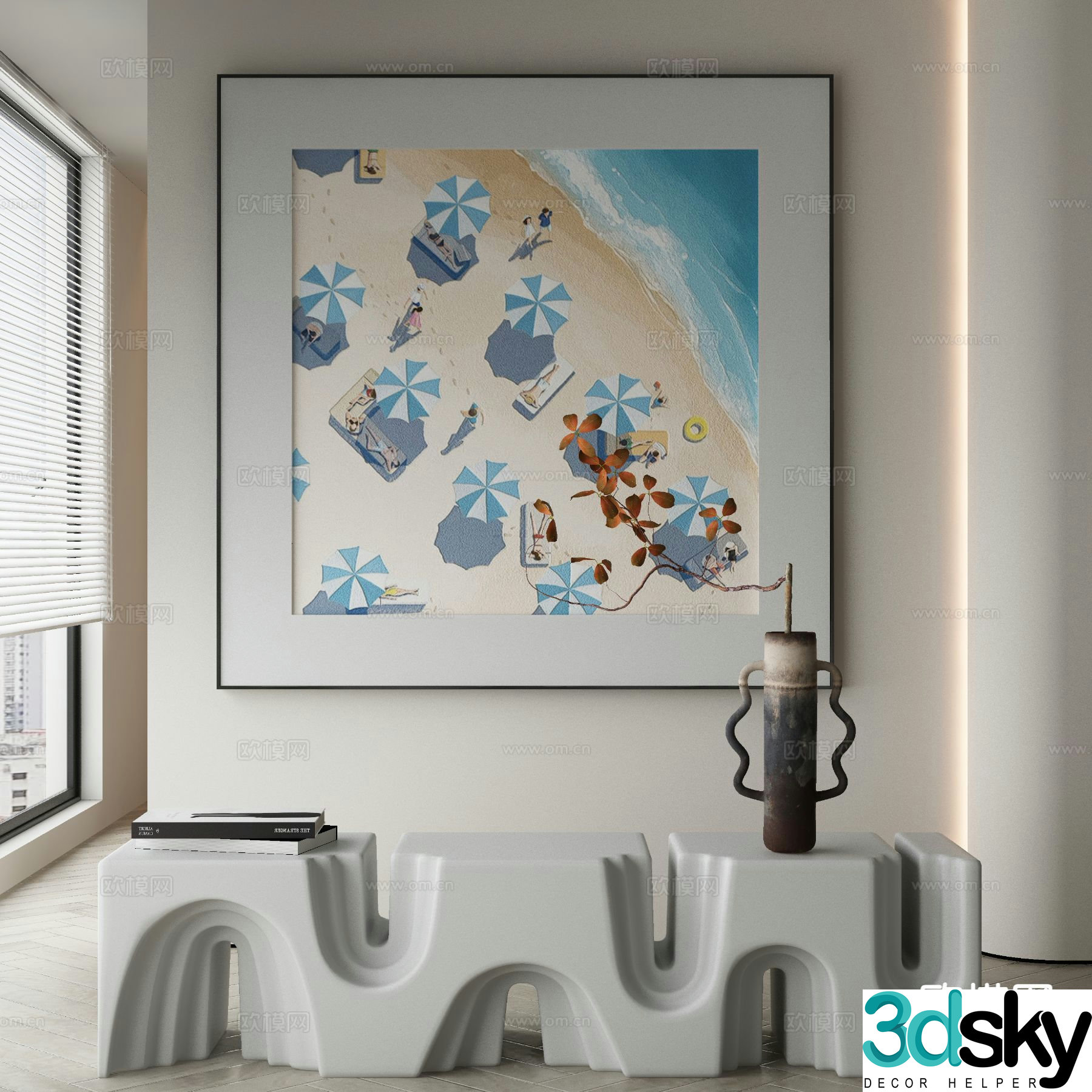 Modern decorative painting beach hanging painting 3d model