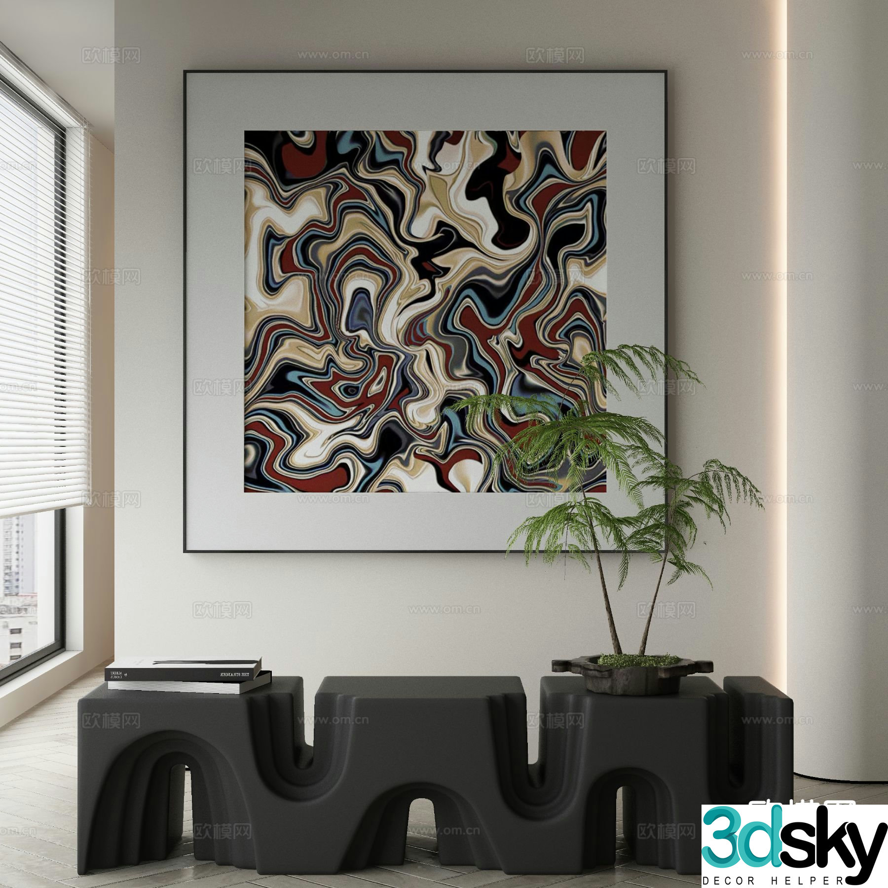 Modern decorative painting abstract painting 3d model
