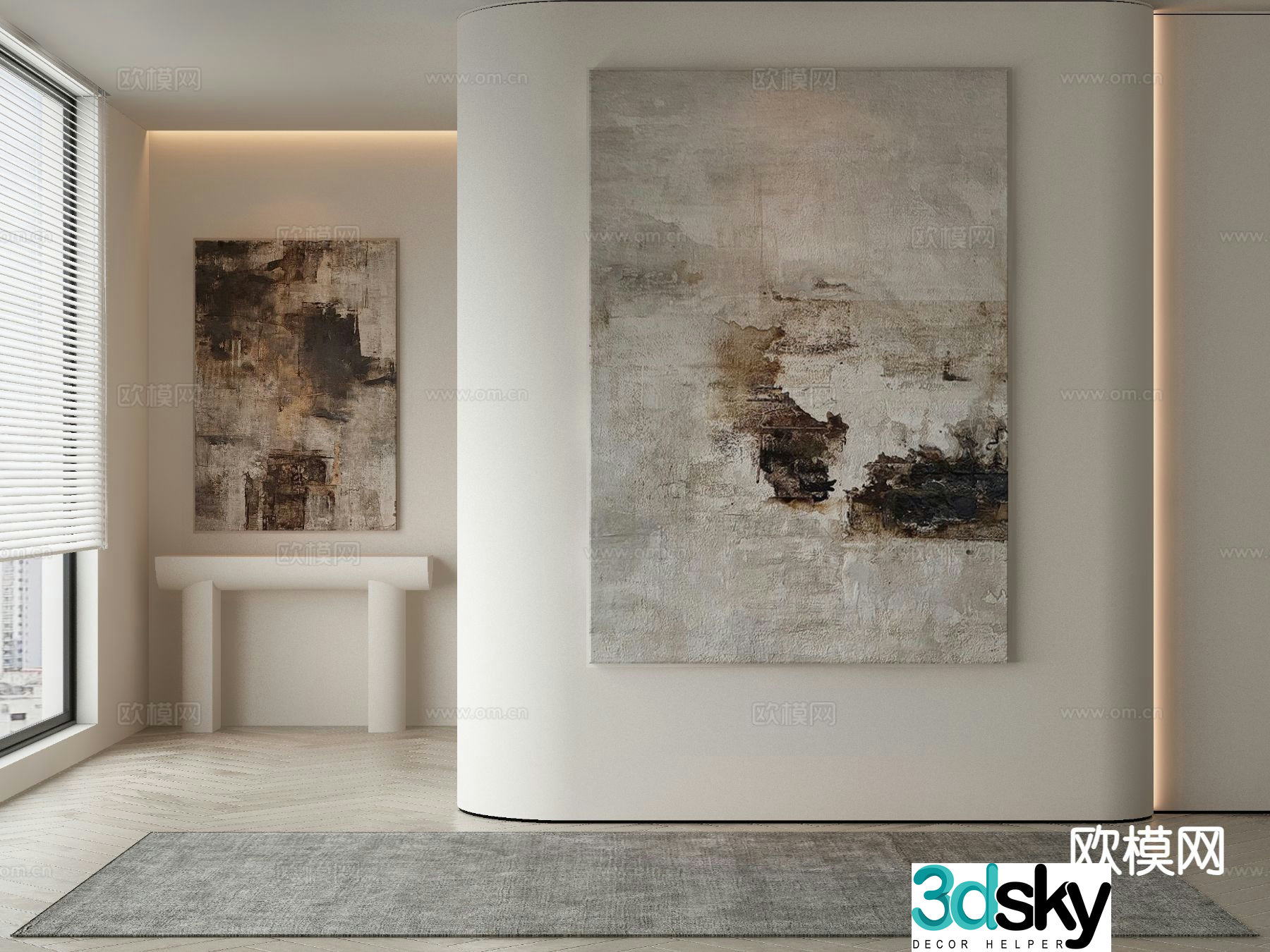 Modern texture painting decorative painting 3d model