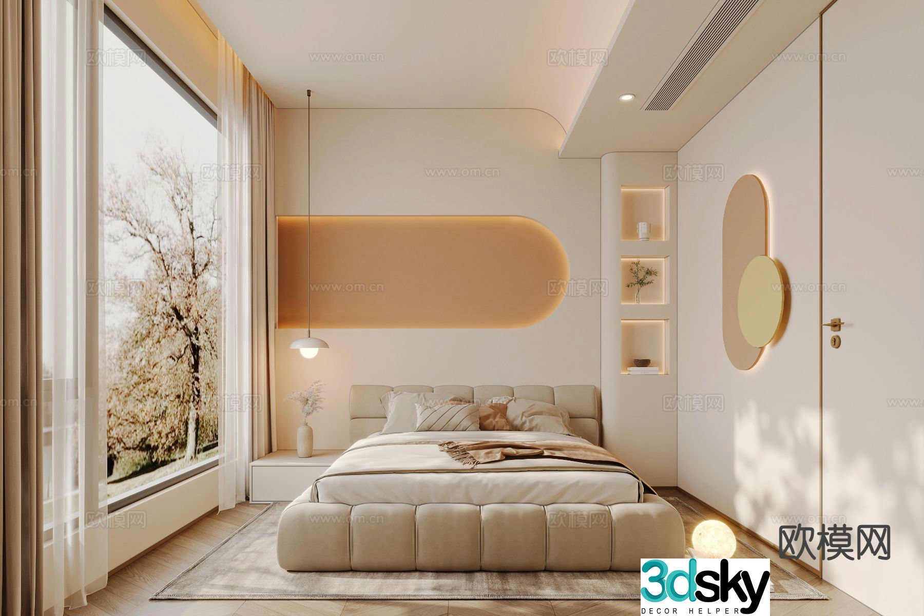 Cream style bedroom second bedroom 3D model