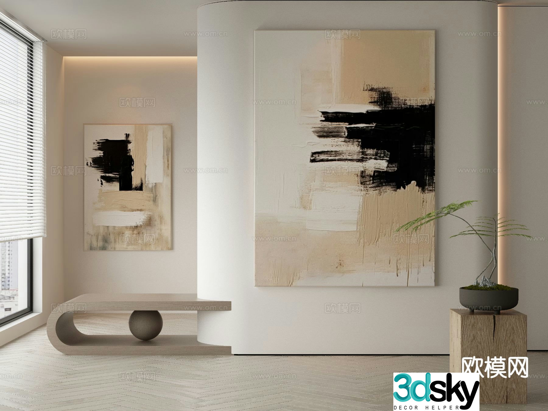 Modern decorative painting abstract painting 3d model