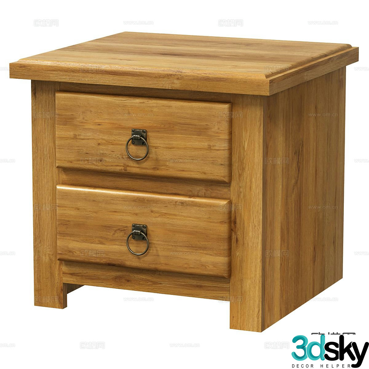 Log style bedside table 3d model