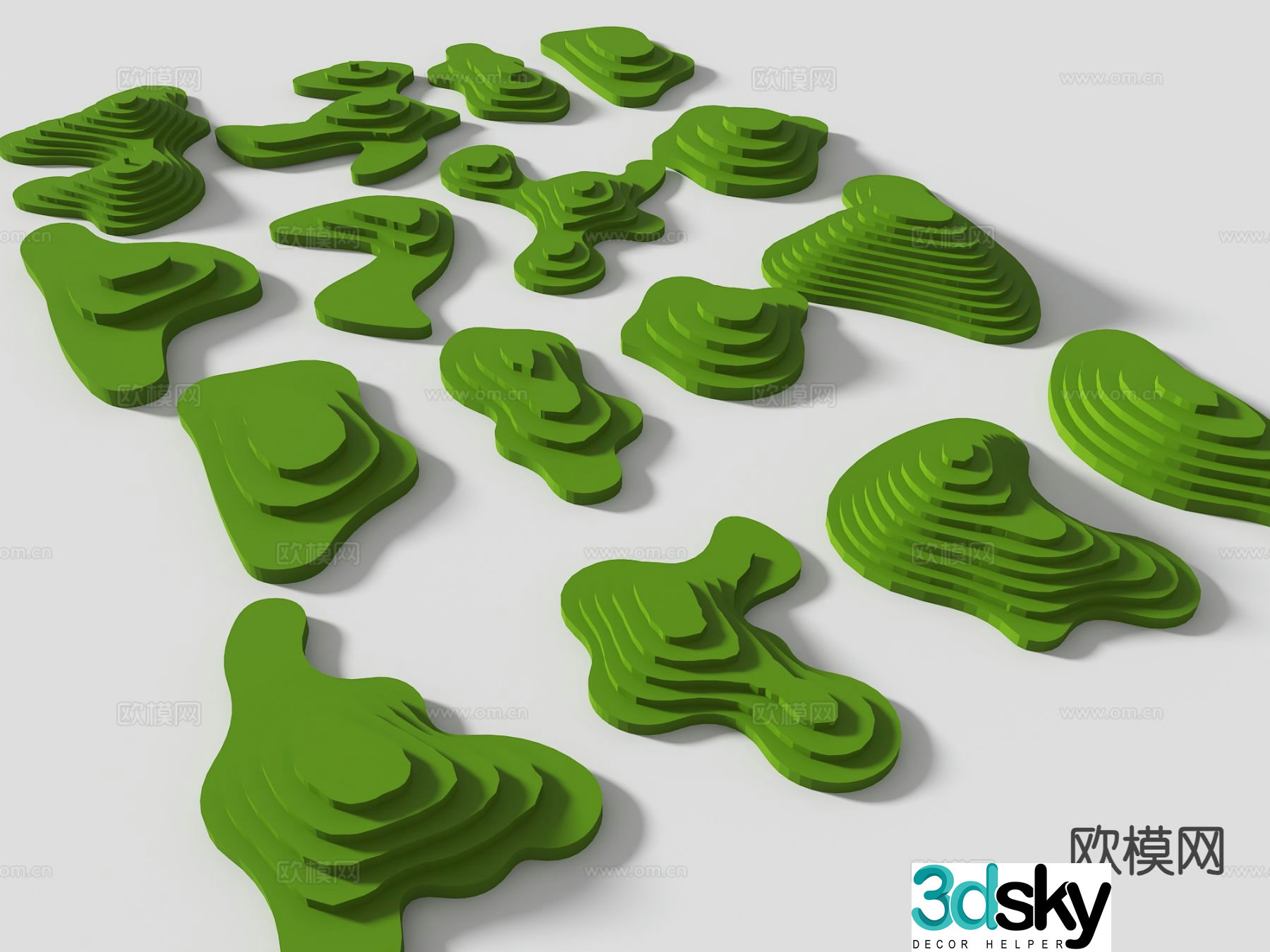 Modern courtyard micro-terrain grass slope hill courtyard sketch 3D model