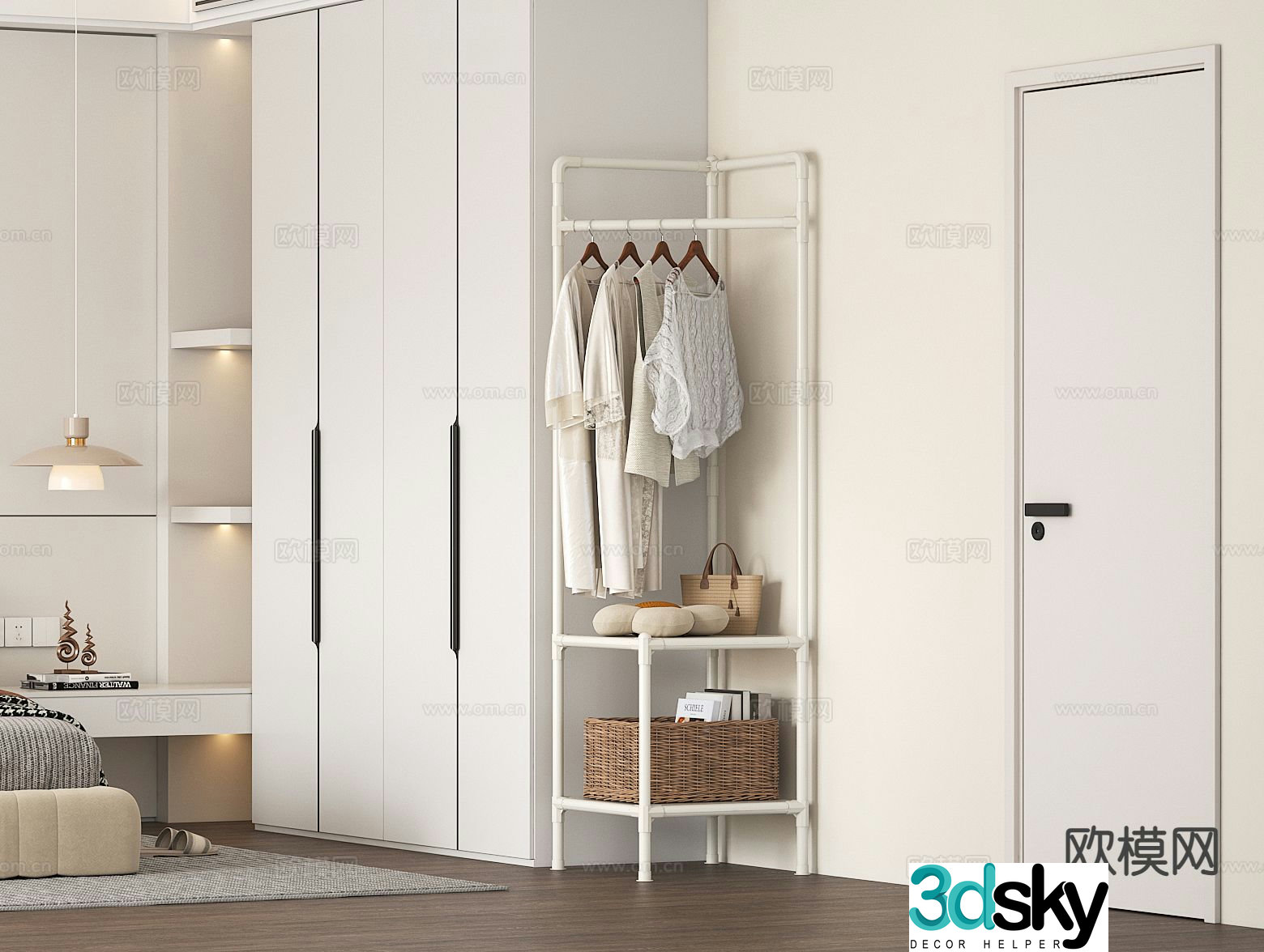 Modern corner coat rack clothes rack clothes 3d model