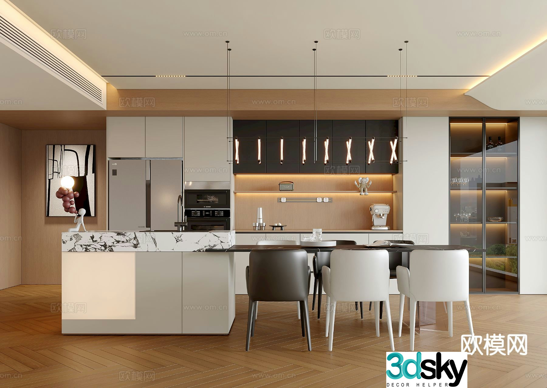 Modern island restaurant 3d model