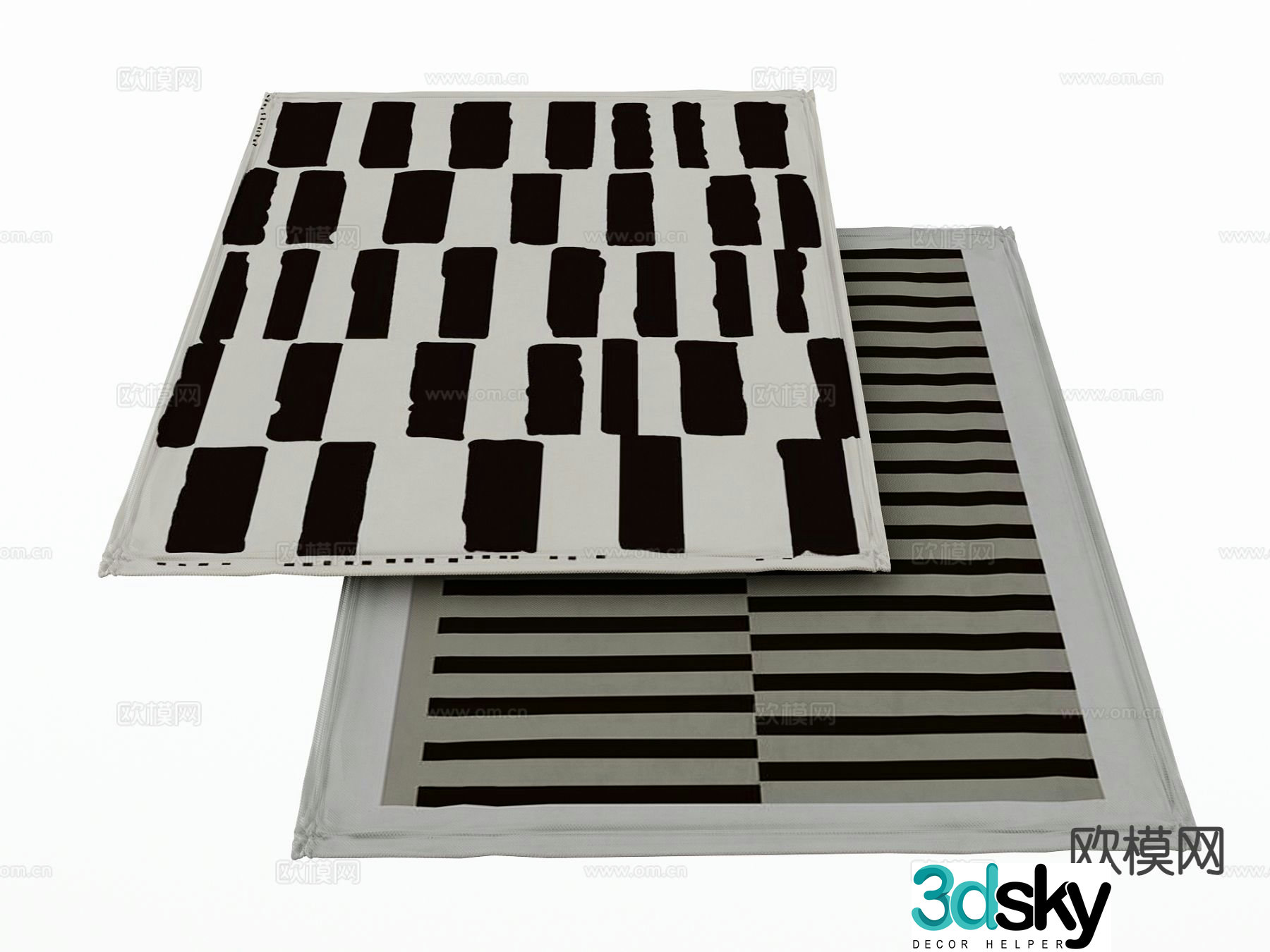 Modern carpet black and white carpet 3d model