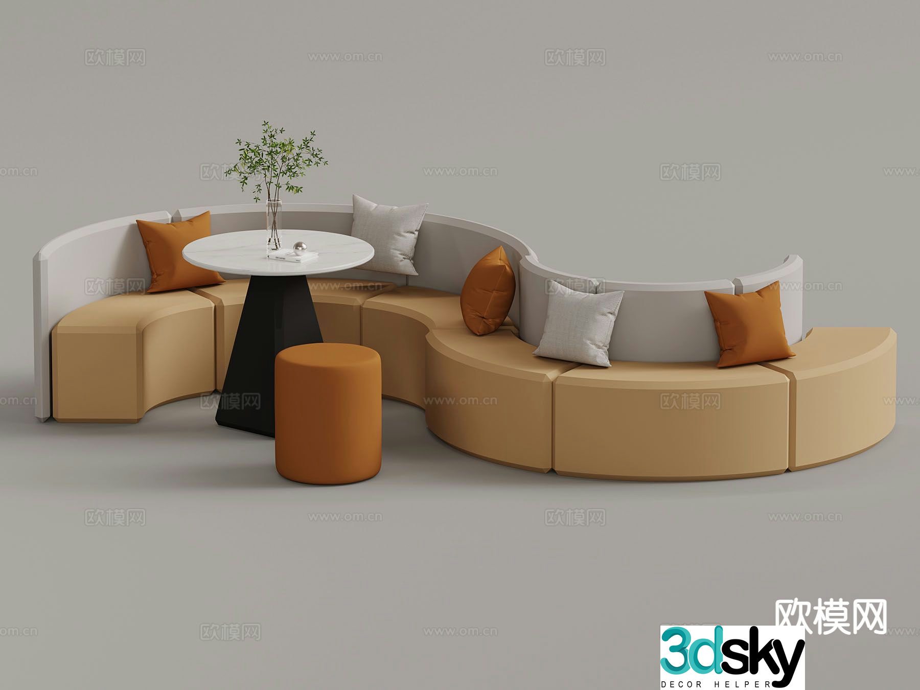 Card seat curved sofa special-shaped sofa 3d model