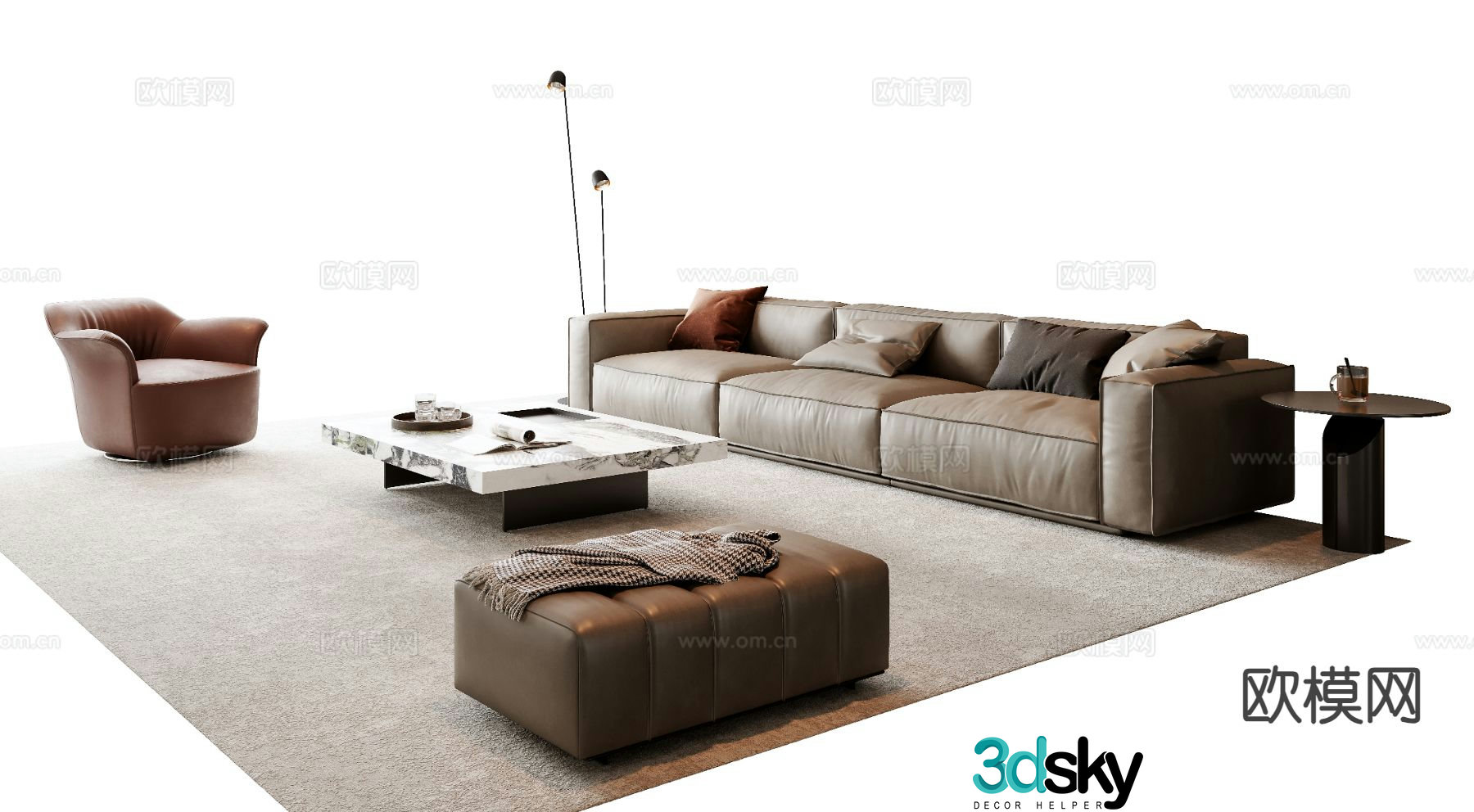 Italian sectional sofa 3d model