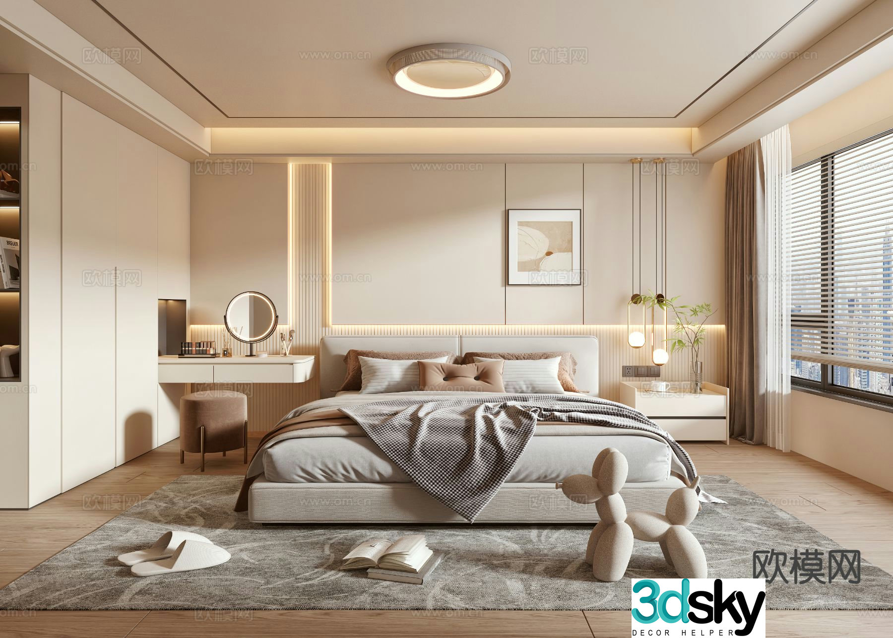 Cream style bedroom master bedroom 3d model