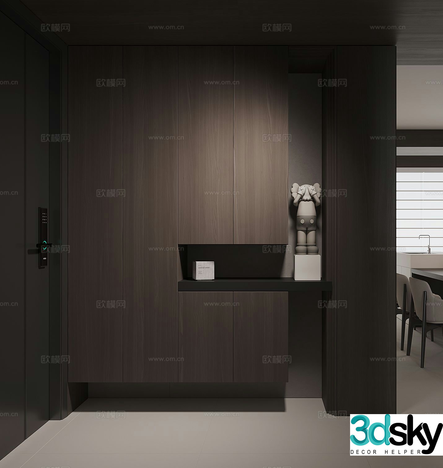 Italian style entrance shoe cabinet 3d model