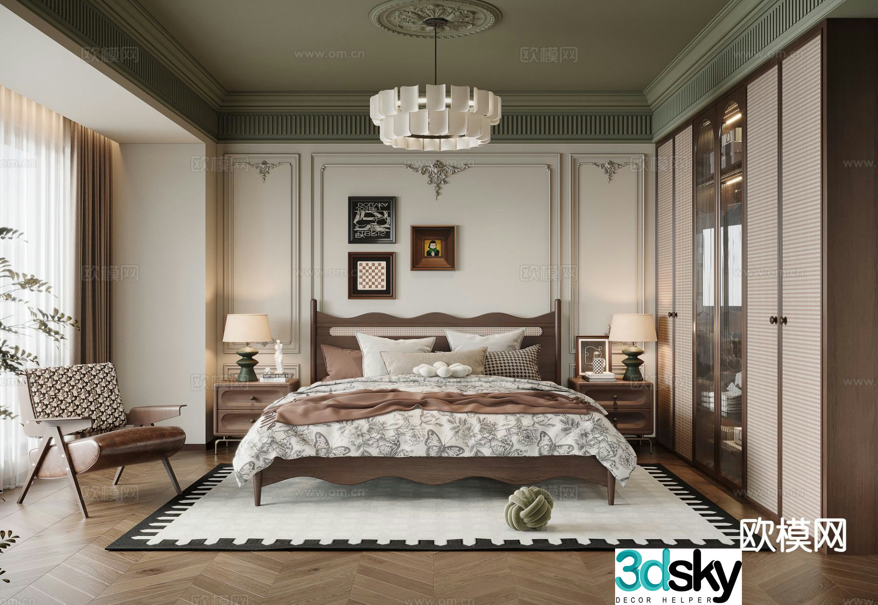French retro bedroom master bedroom 3d model