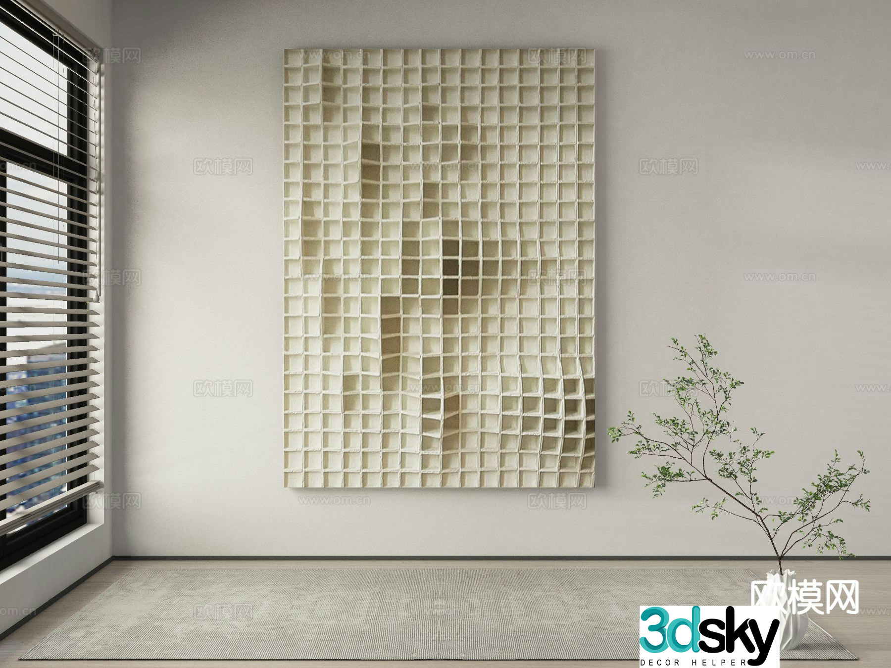 Modern texture painting decorative painting 3d model