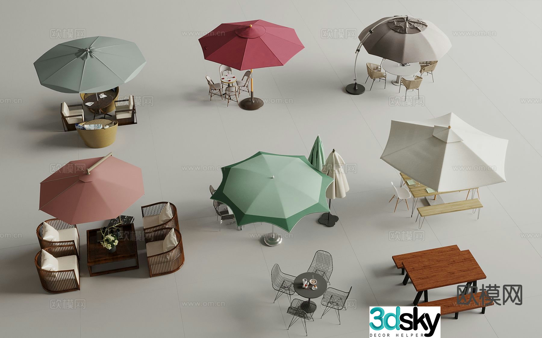 Modern outdoor tables and chairs leisure tables and chairs courtyard tables and chairs 3D model