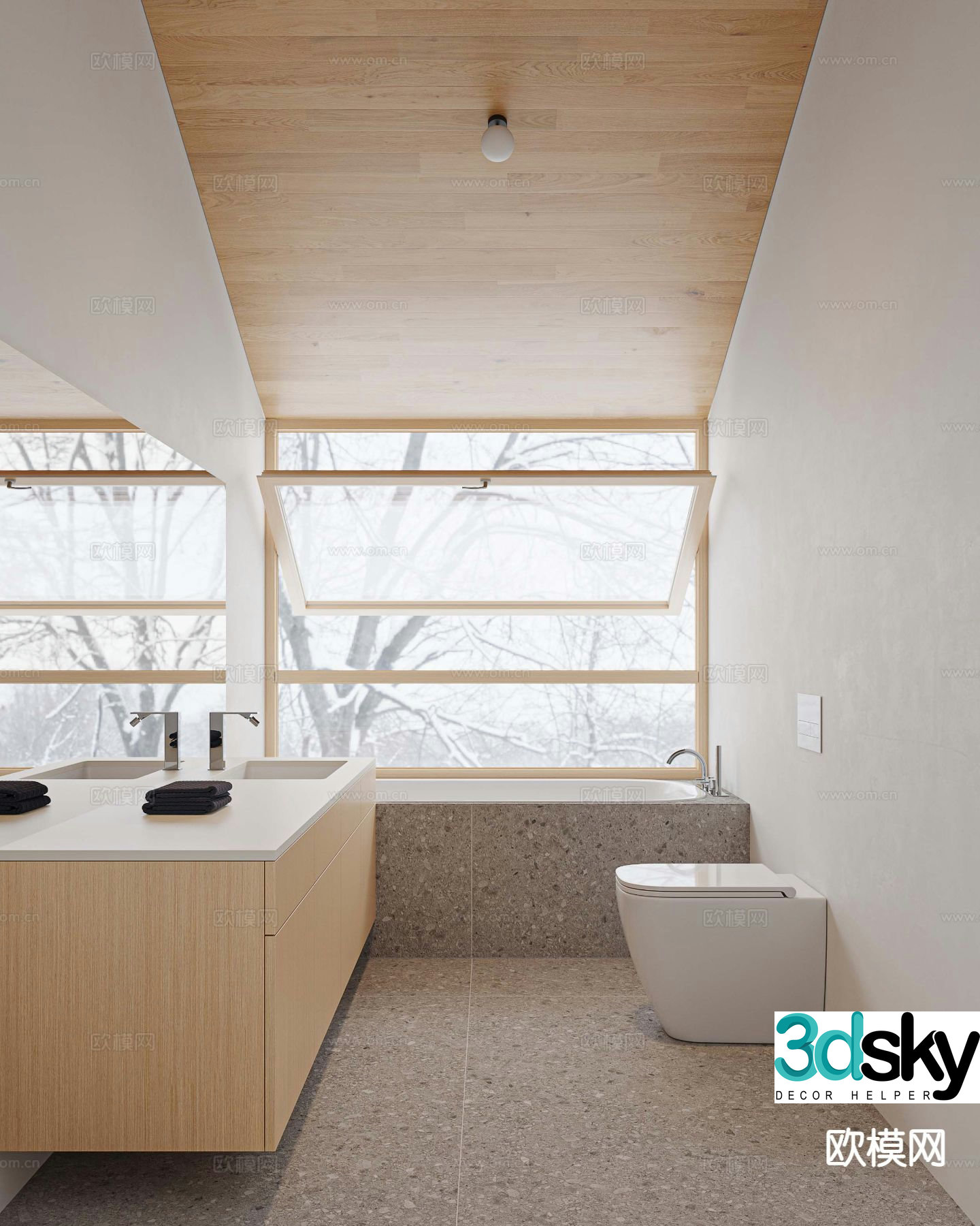 Log style bathroom bathroom 3d model