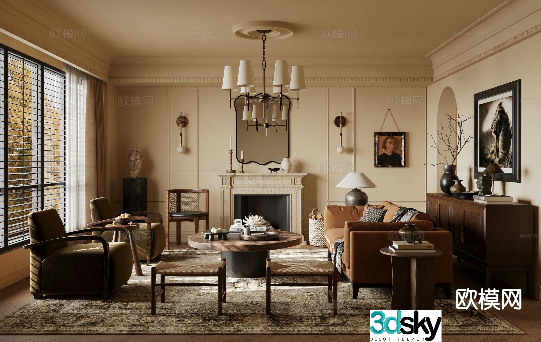 Medieval style living room 3D model