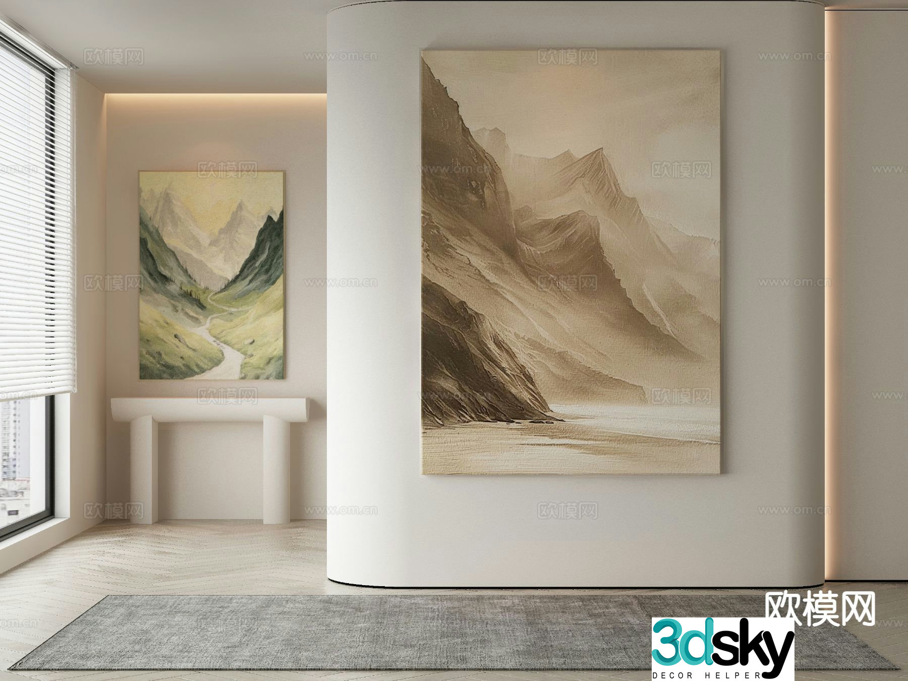 Modern decorative painting landscape painting 3d model